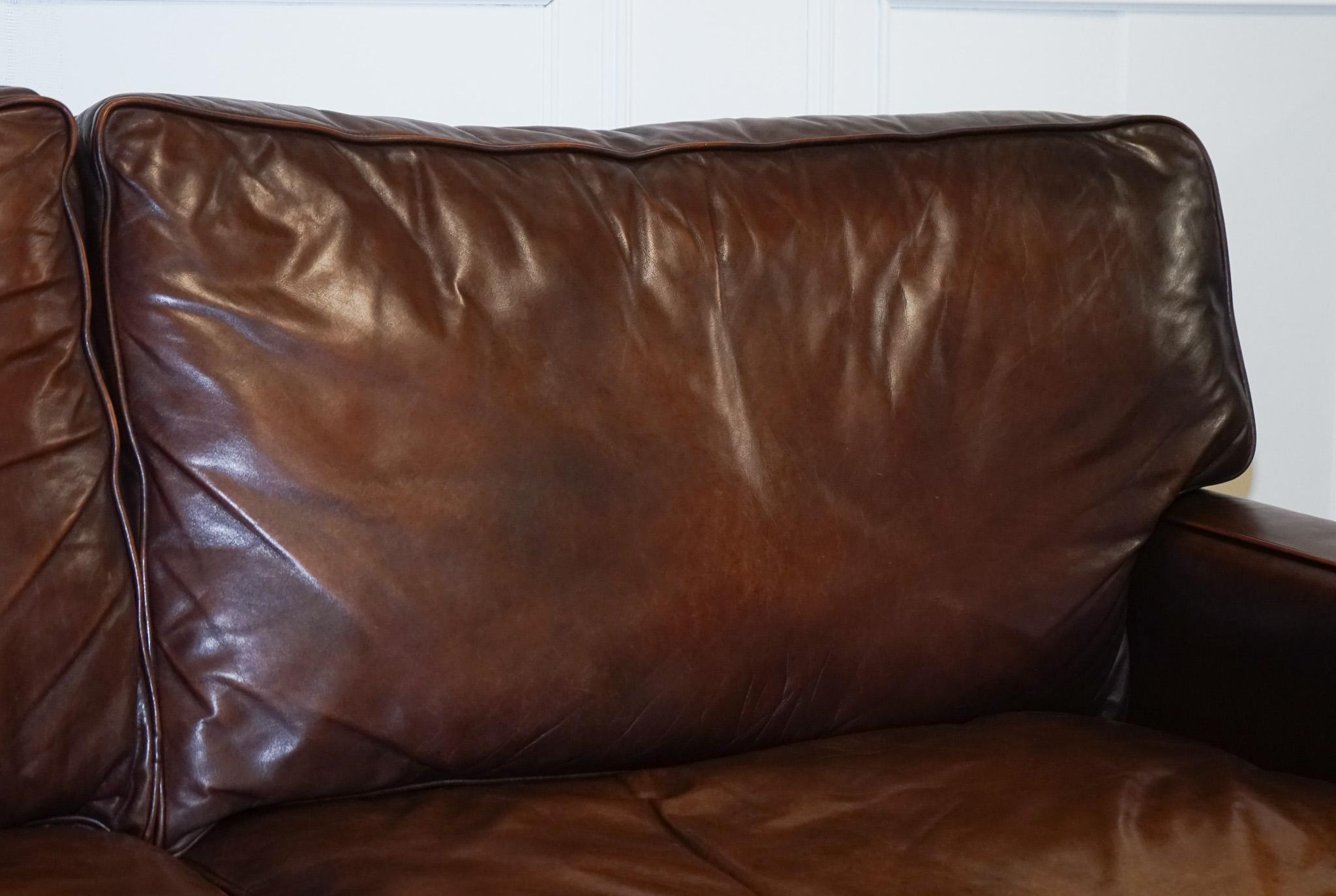 Vintage Brown Leather Two to Three Seater Sofa 6