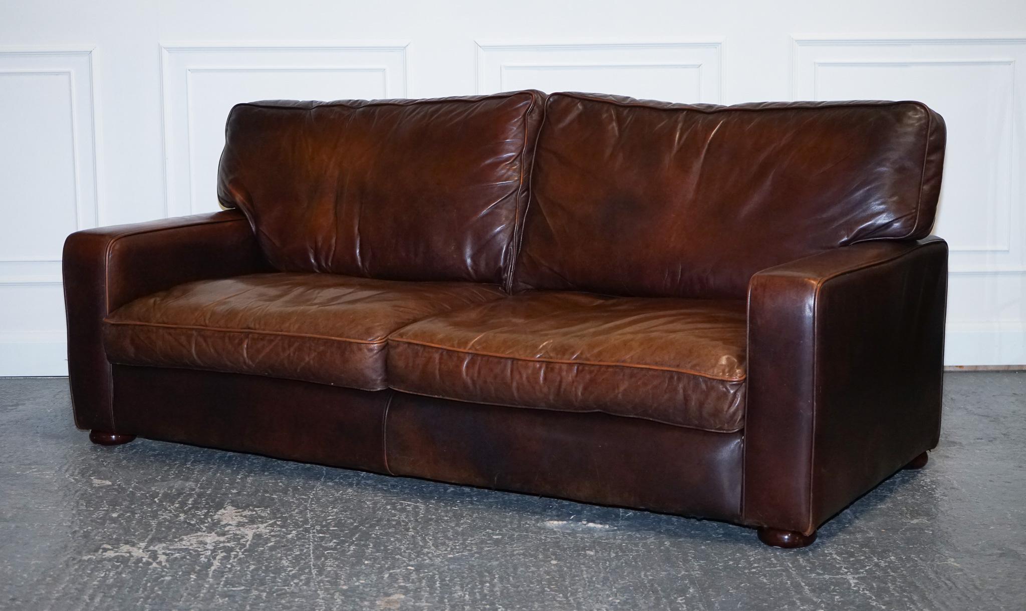 vintage leather 2 or 3 seater sofa