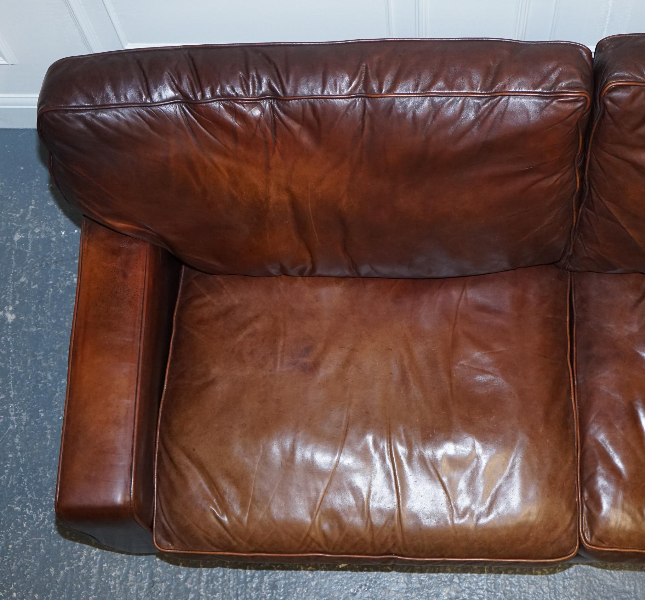 20th Century Vintage Brown Leather Two to Three Seater Sofa