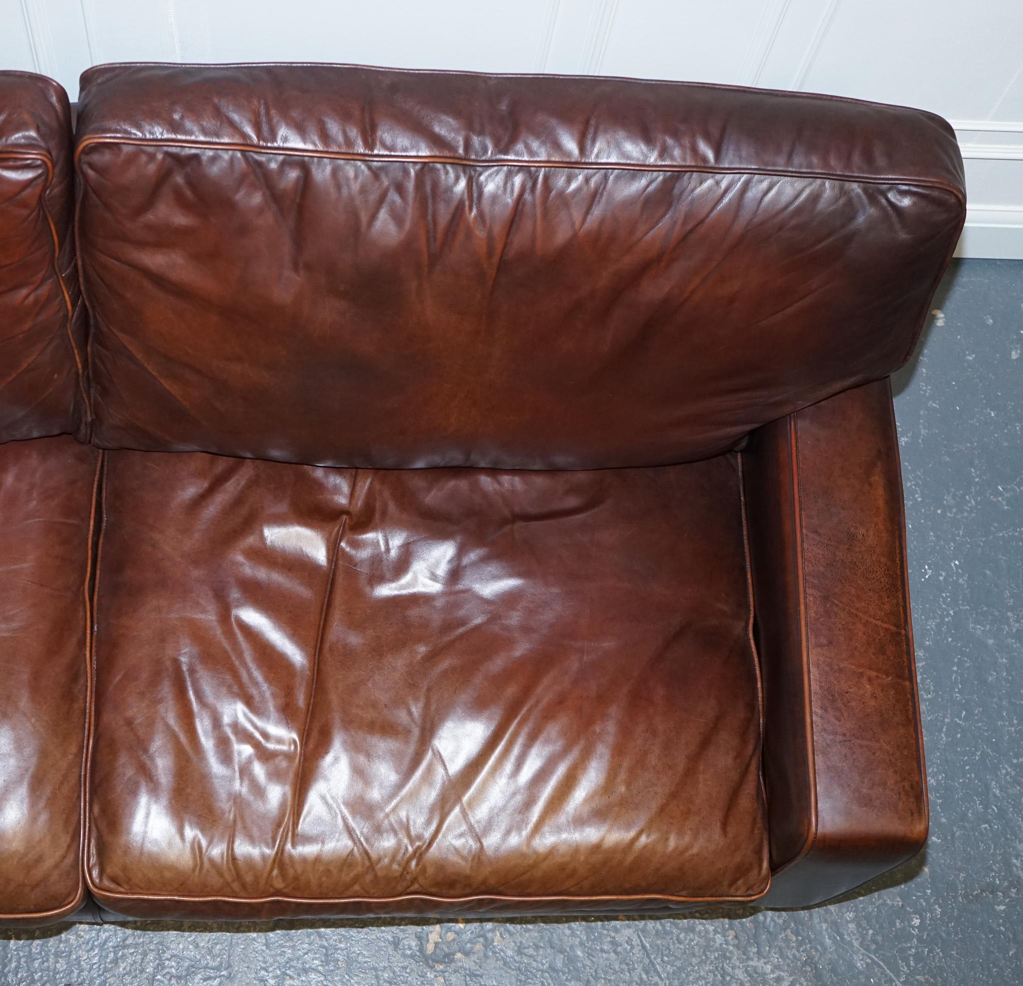 Vintage Brown Leather Two to Three Seater Sofa 1