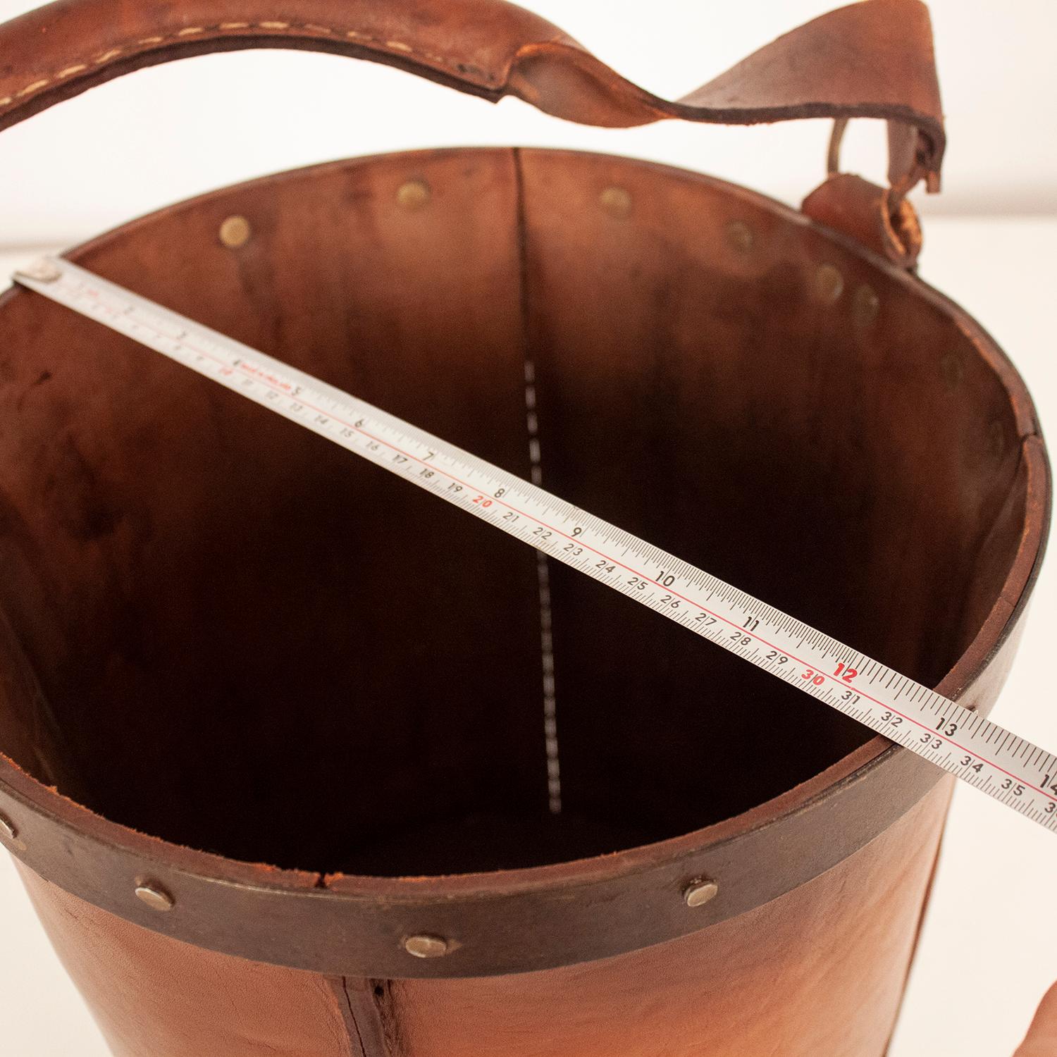 Vintage Brown Leather Waste Basket, Valenti, Spain, 1970s 5