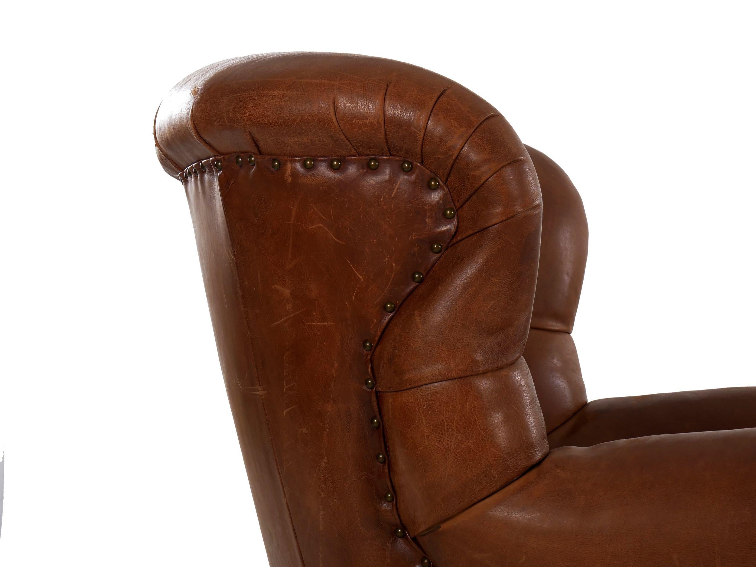 Vintage Brown Leather “Writer’s” Wingback Arm Chair by Ralph Lauren 2