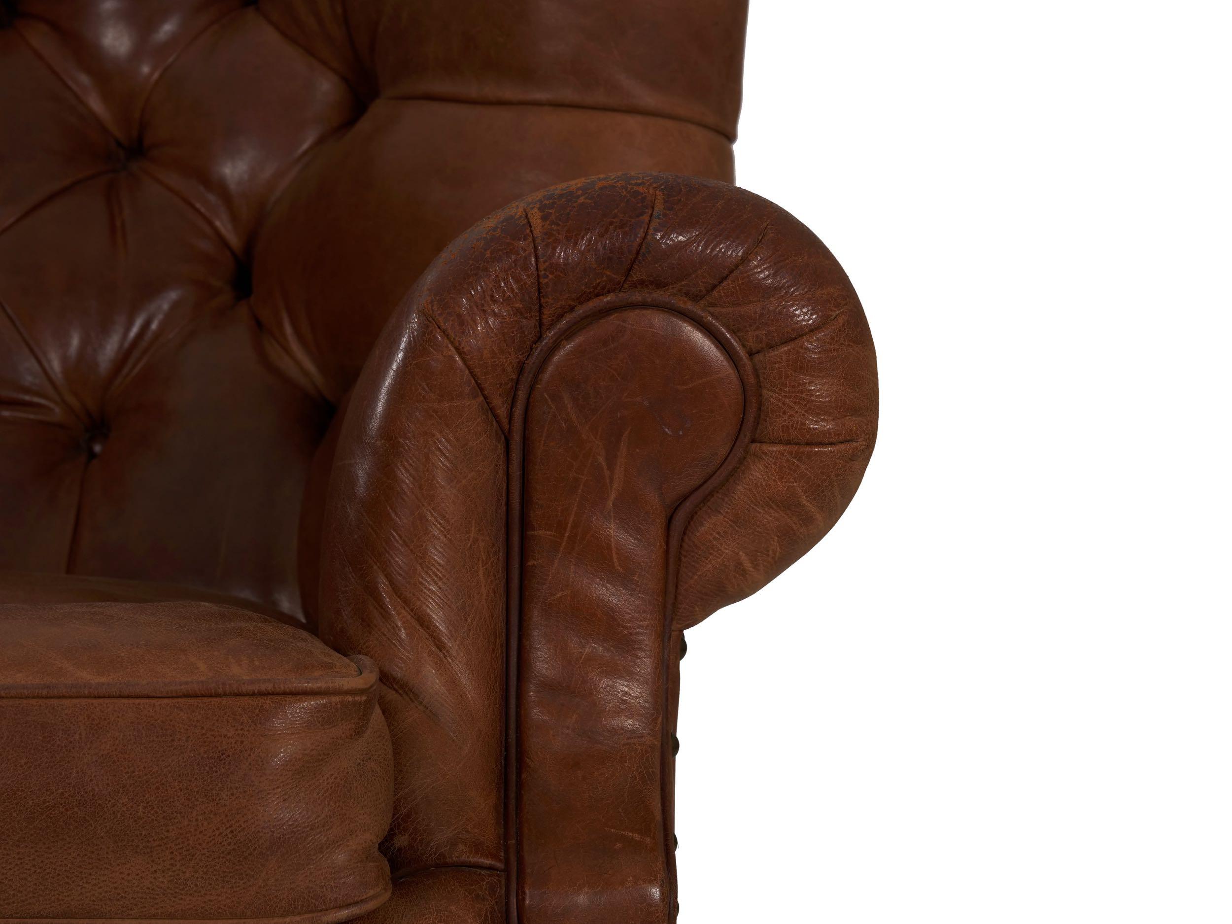 Vintage Brown Leather “Writer’s” Wingback Arm Chair by Ralph Lauren 7