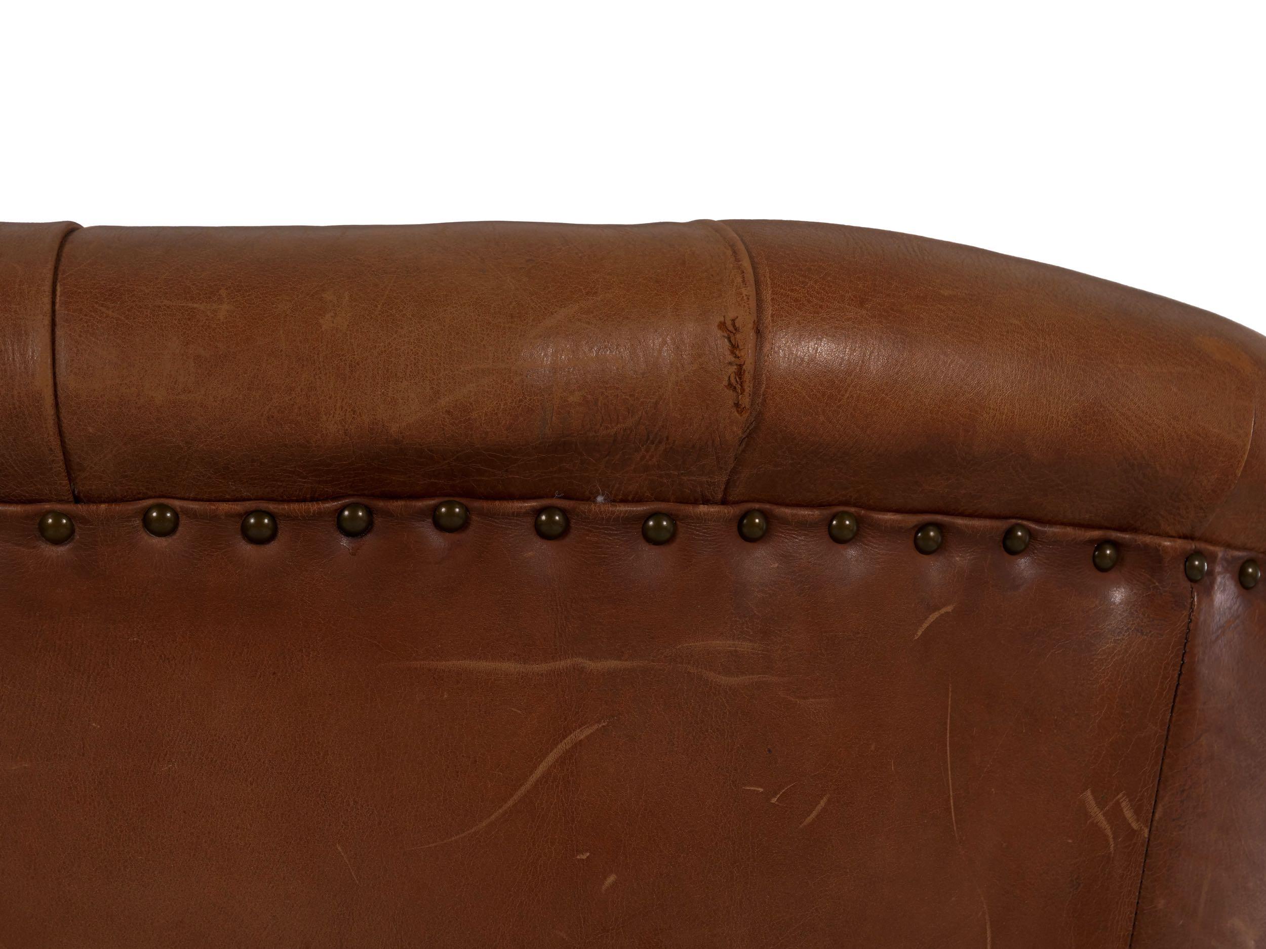 Vintage Brown Leather “Writer’s” Wingback Arm Chair by Ralph Lauren 8