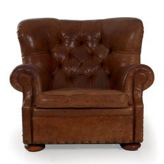 Vintage Brown Leather “Writer’s” Wingback Arm Chair by Ralph Lauren