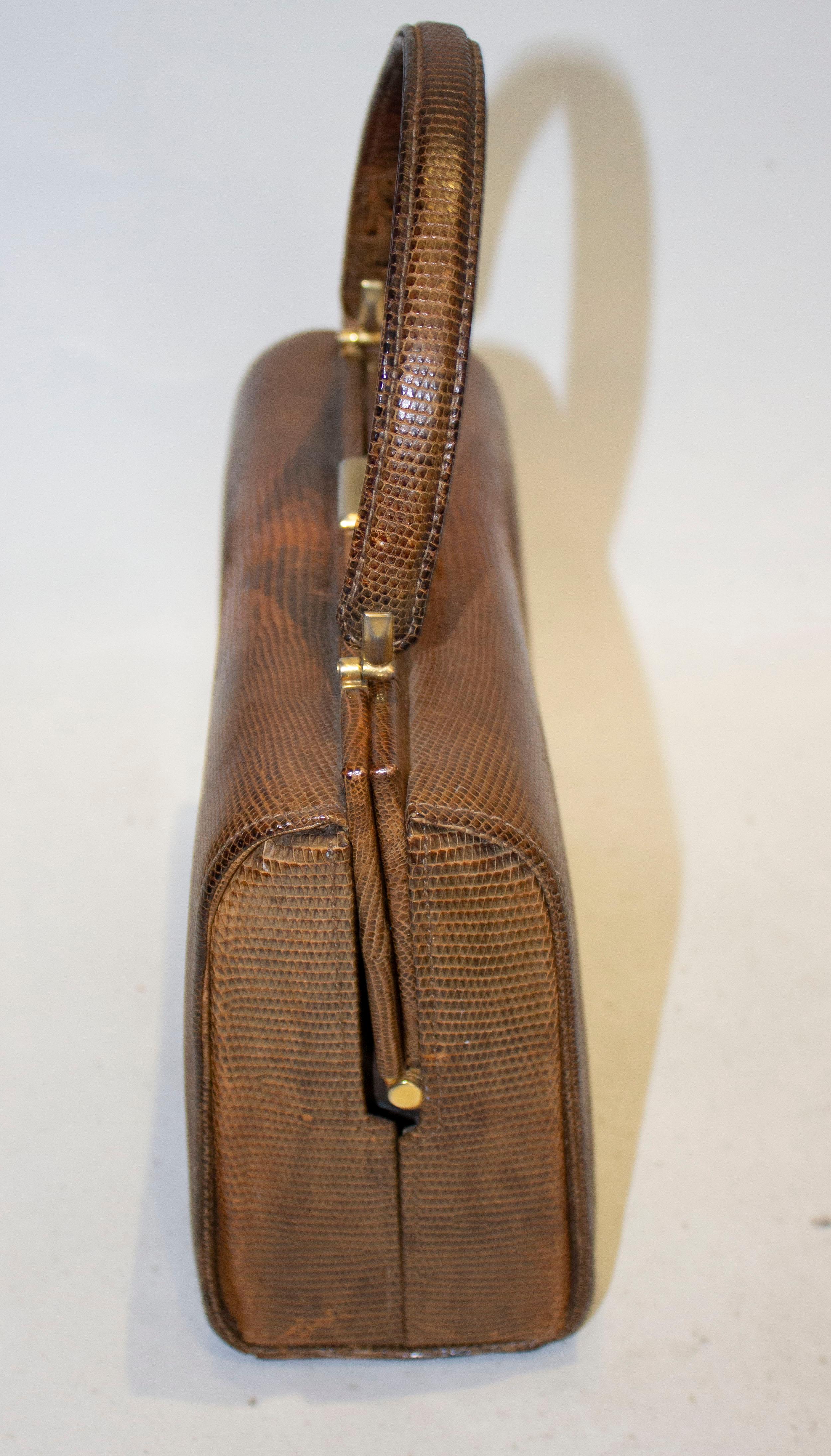 Vintage Brown Lizzard Bag In Good Condition For Sale In London, GB