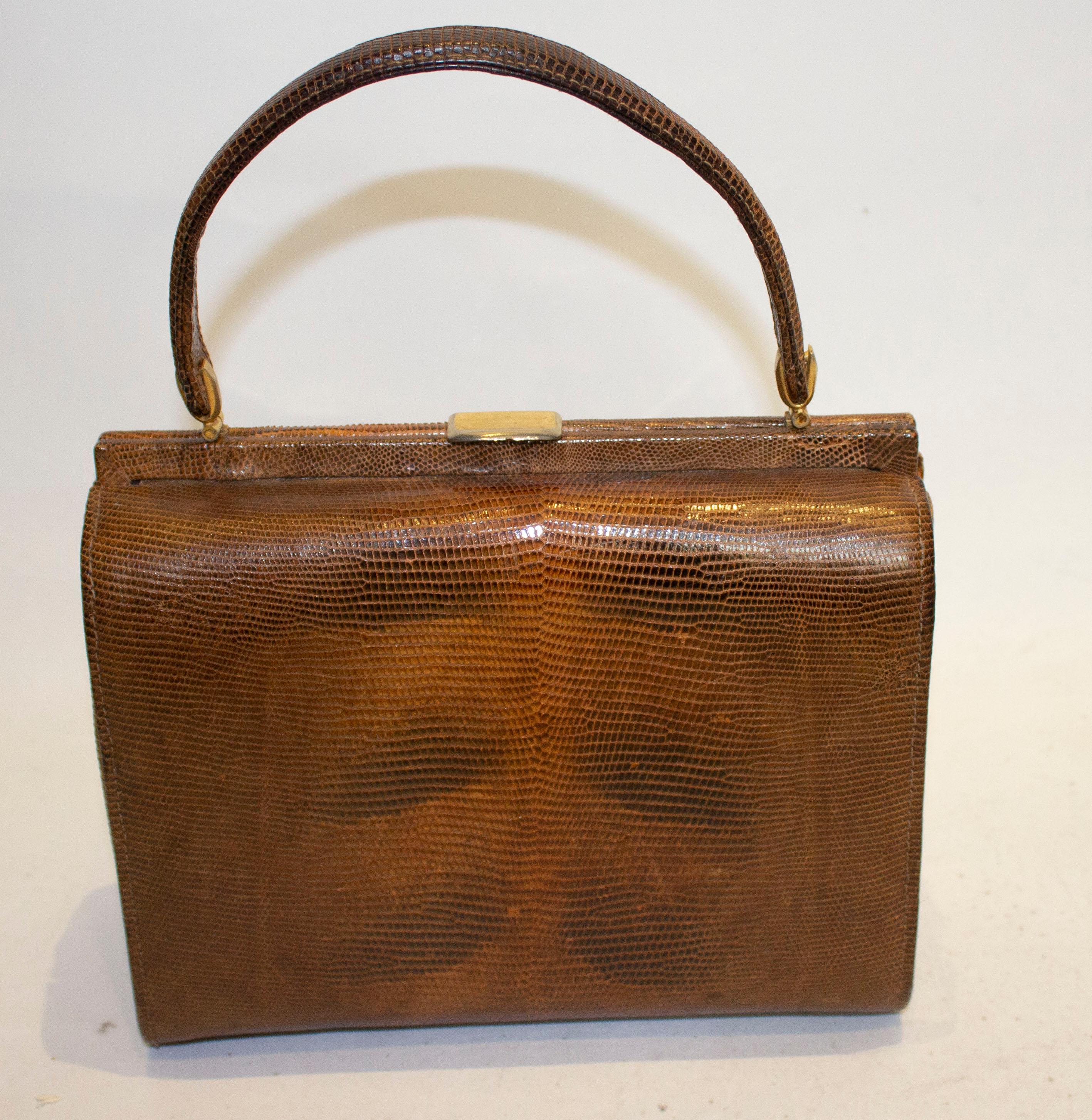 Women's Vintage Brown Lizzard Bag For Sale