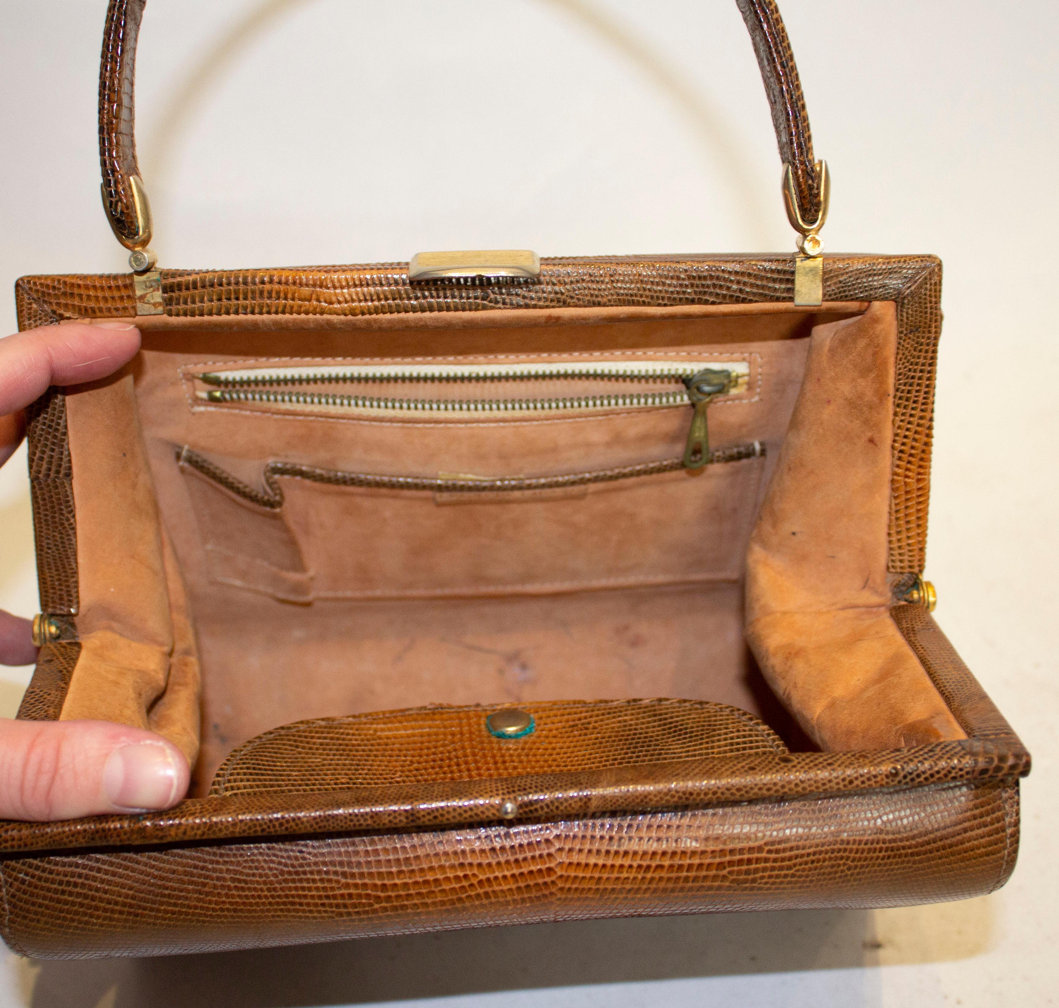 Vintage Brown Lizzard Bag For Sale 1
