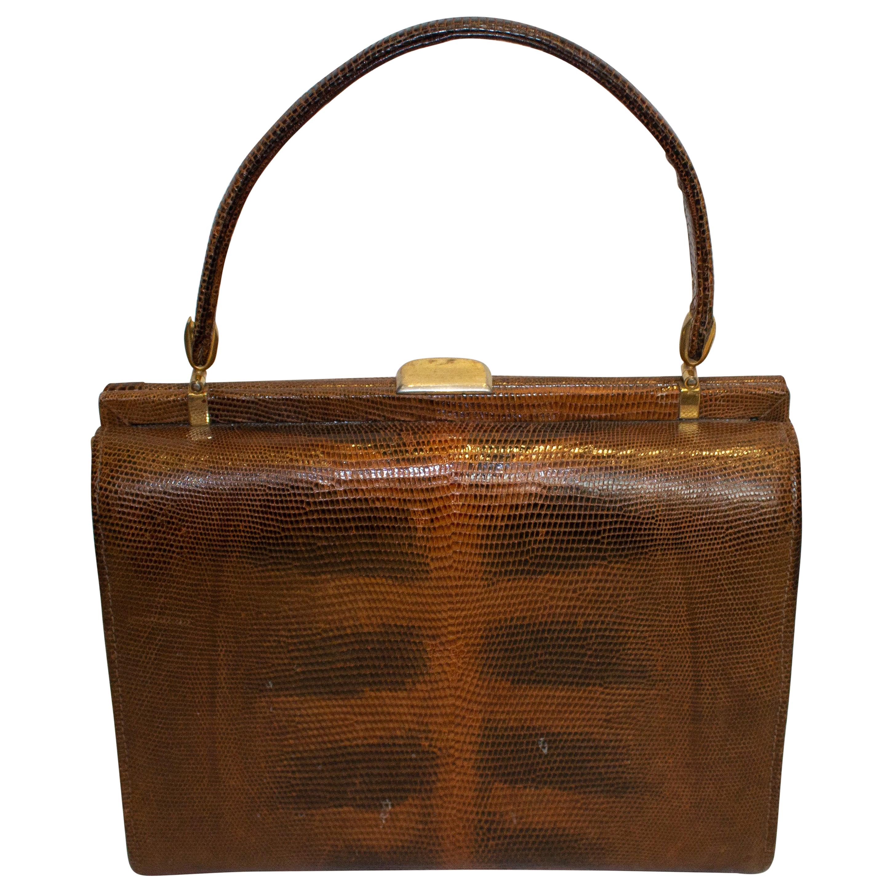 Vintage Brown Lizzard Bag For Sale
