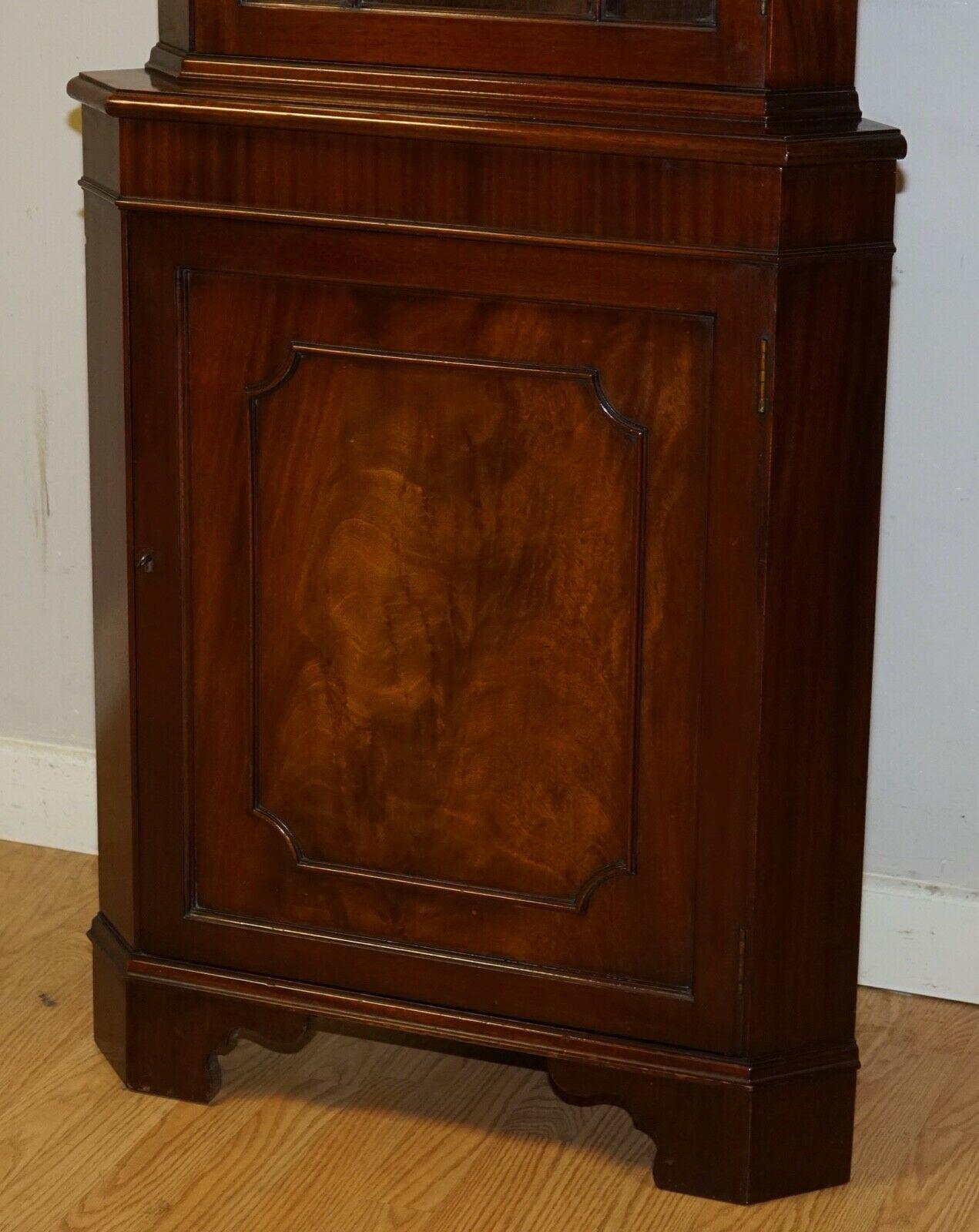 Hand-Crafted Vintage Brown Hardwood Astragal Glazed Corner Cabinet