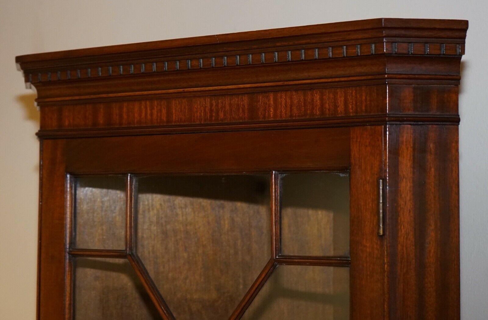 20th Century Vintage Brown Hardwood Astragal Glazed Corner Cabinet
