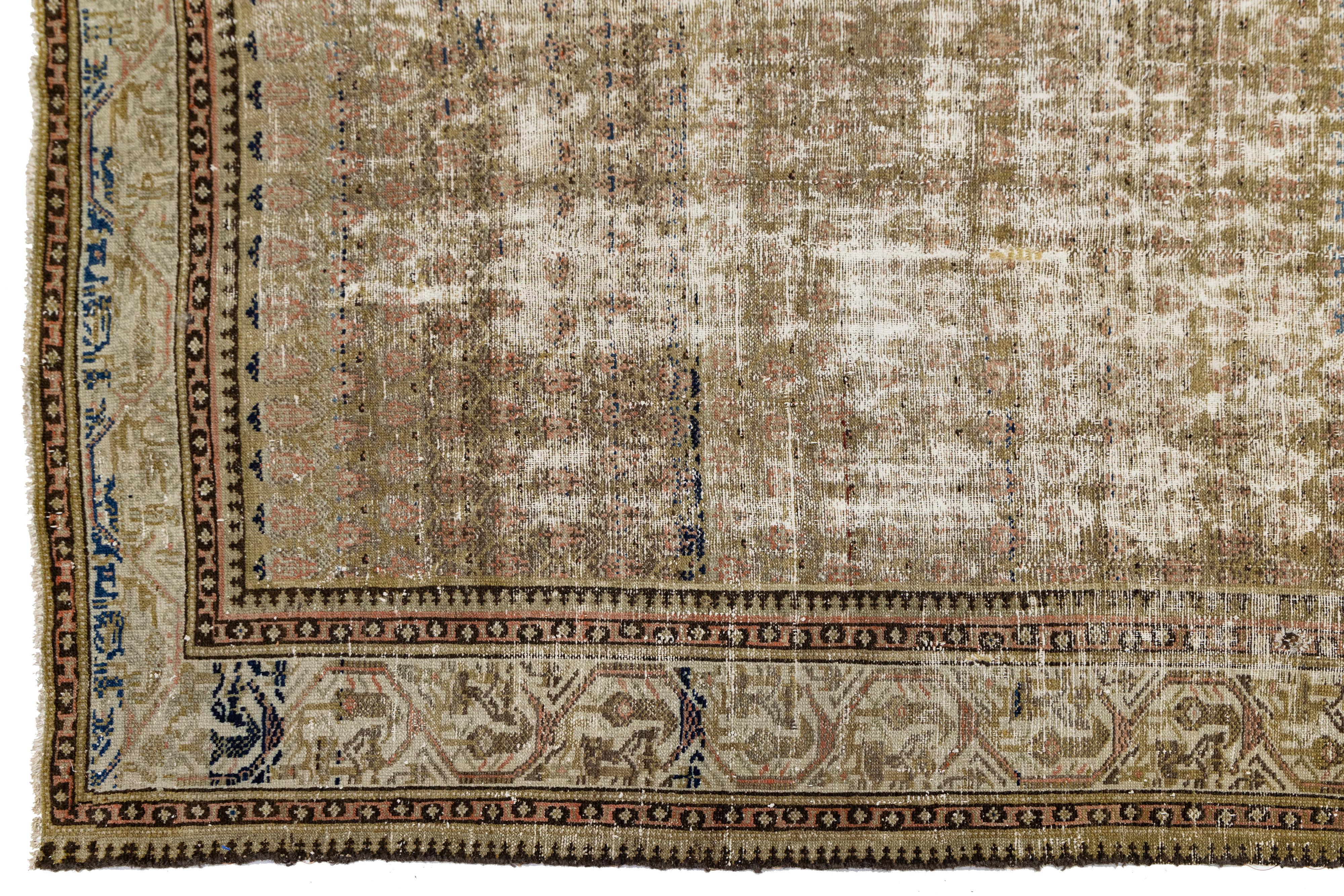 20ième siècle Tapis de couloir vintage en laine marron Malayer fait à la main en vente