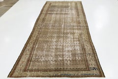 Runner vintage in lana marrone Malayer fatto a mano