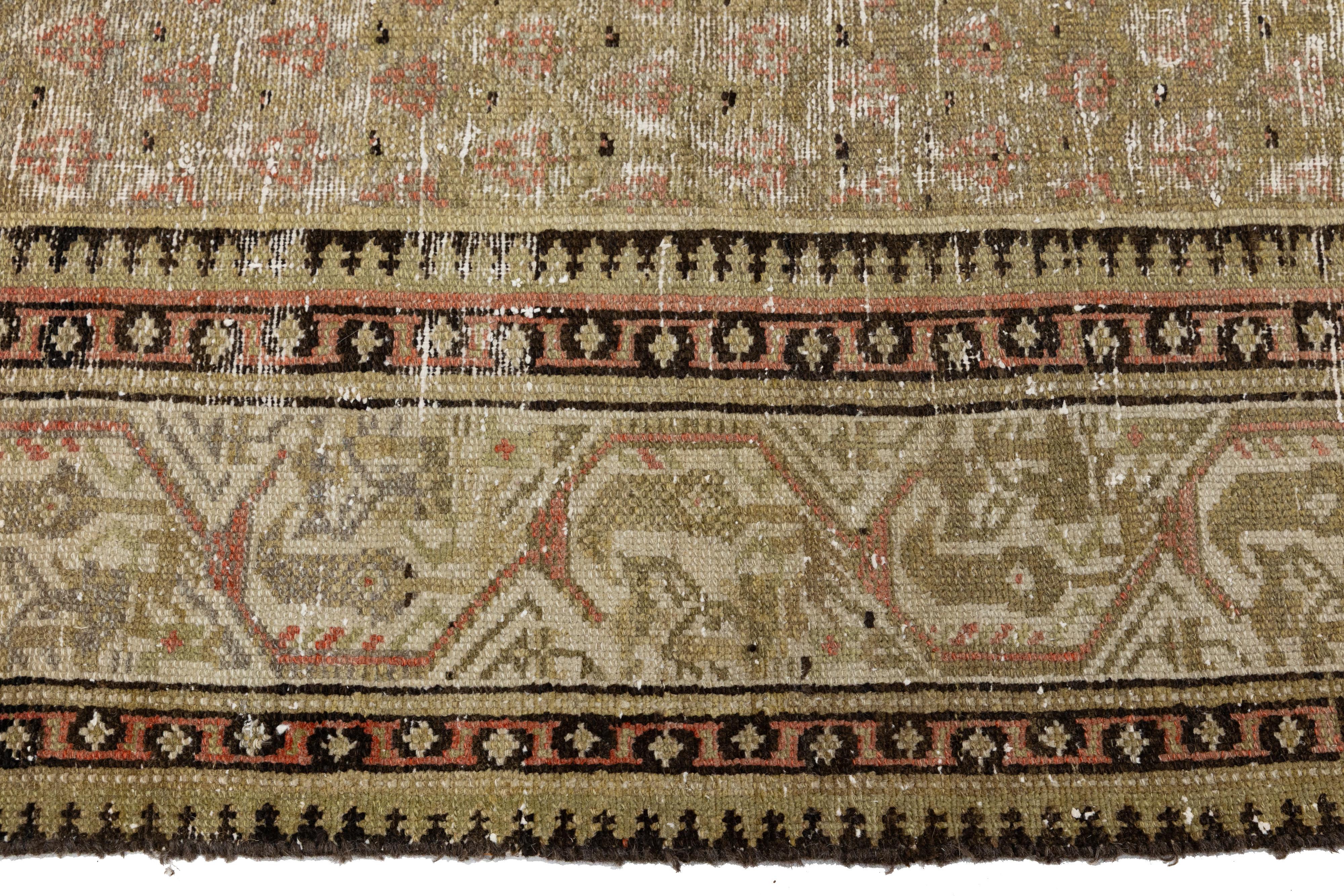 Tapis de couloir vintage en laine marron Malayer fait à la main en vente 2