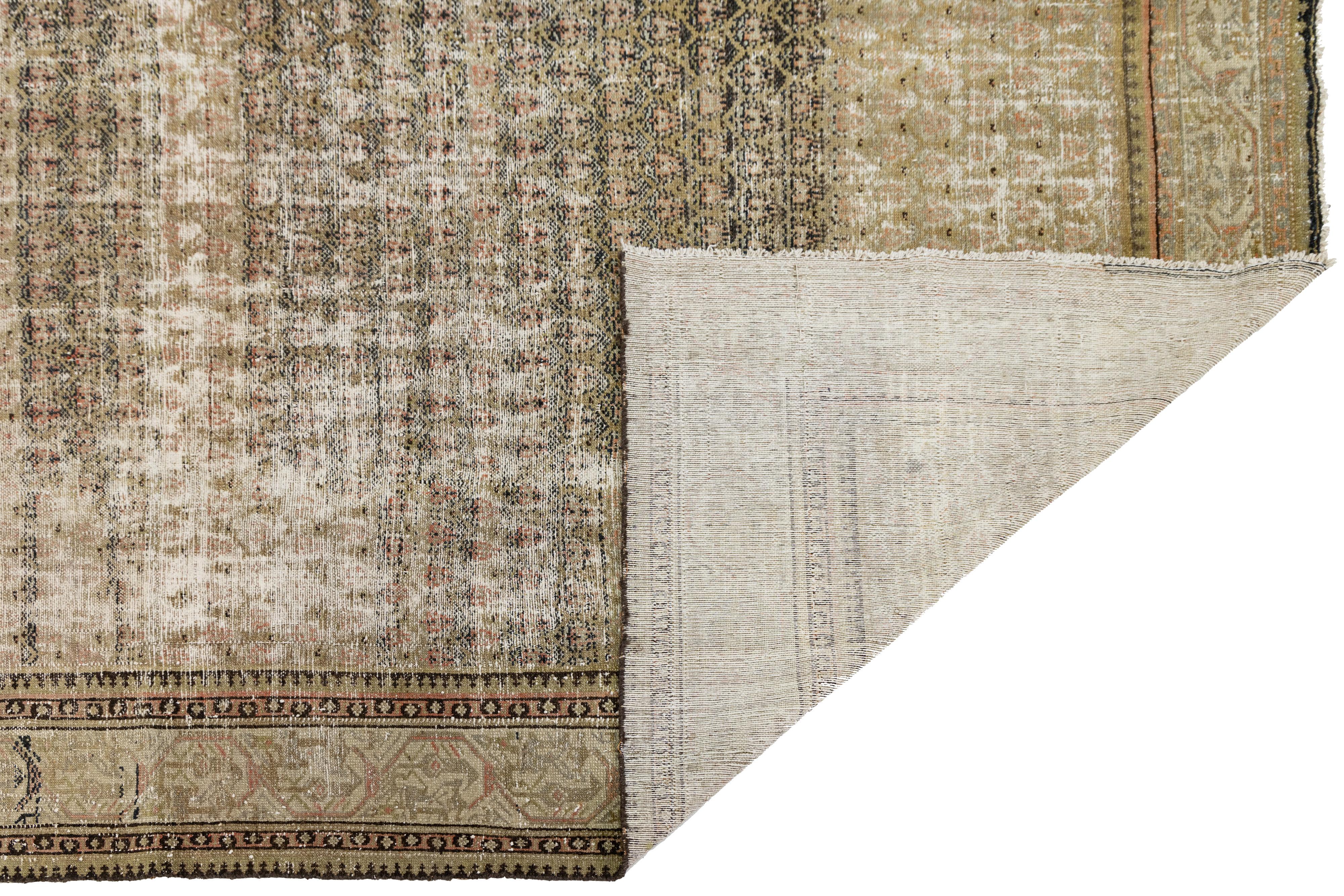 Islamique Tapis de couloir vintage en laine marron Malayer fait à la main en vente