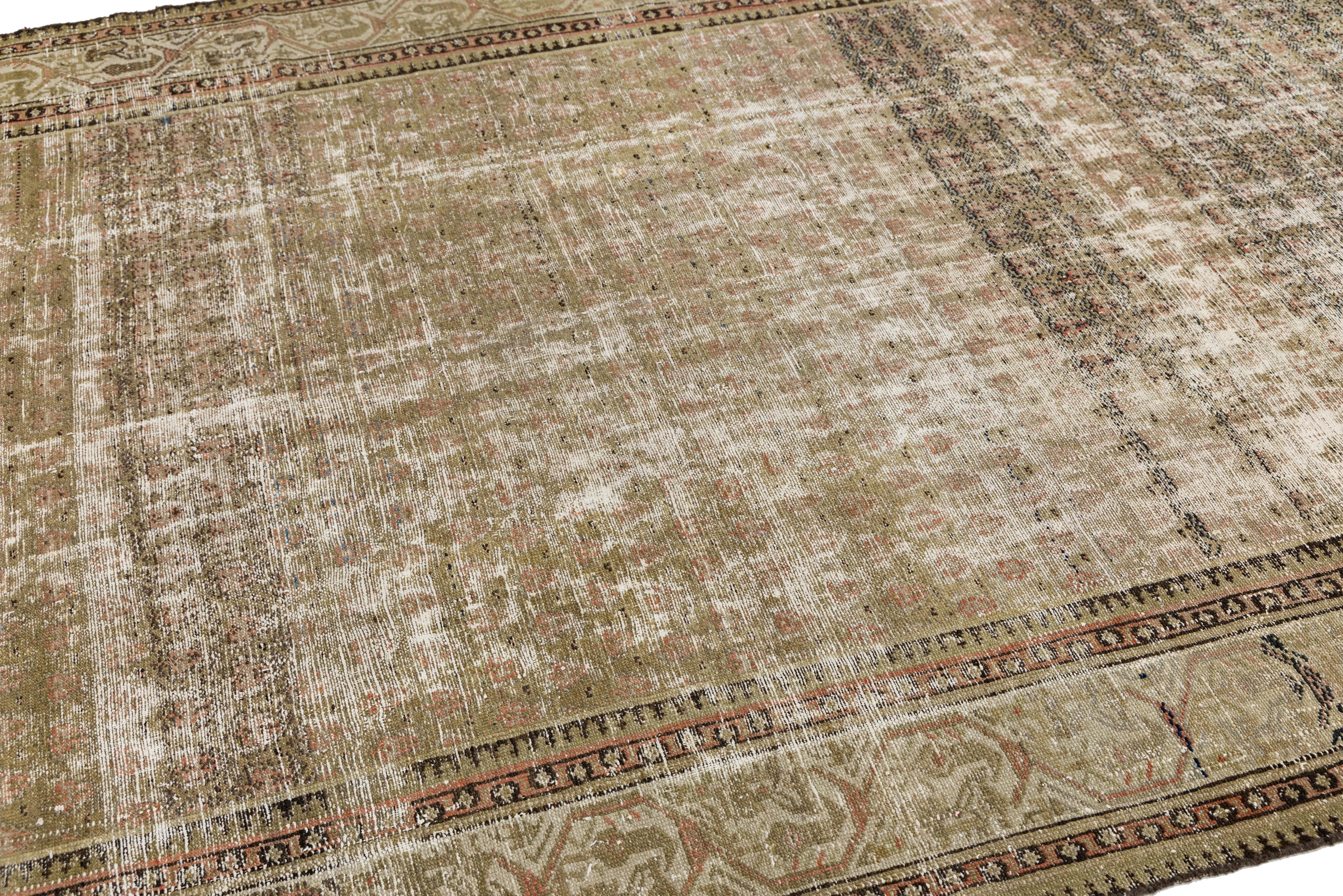 Noué à la main Tapis de couloir vintage en laine marron Malayer fait à la main en vente