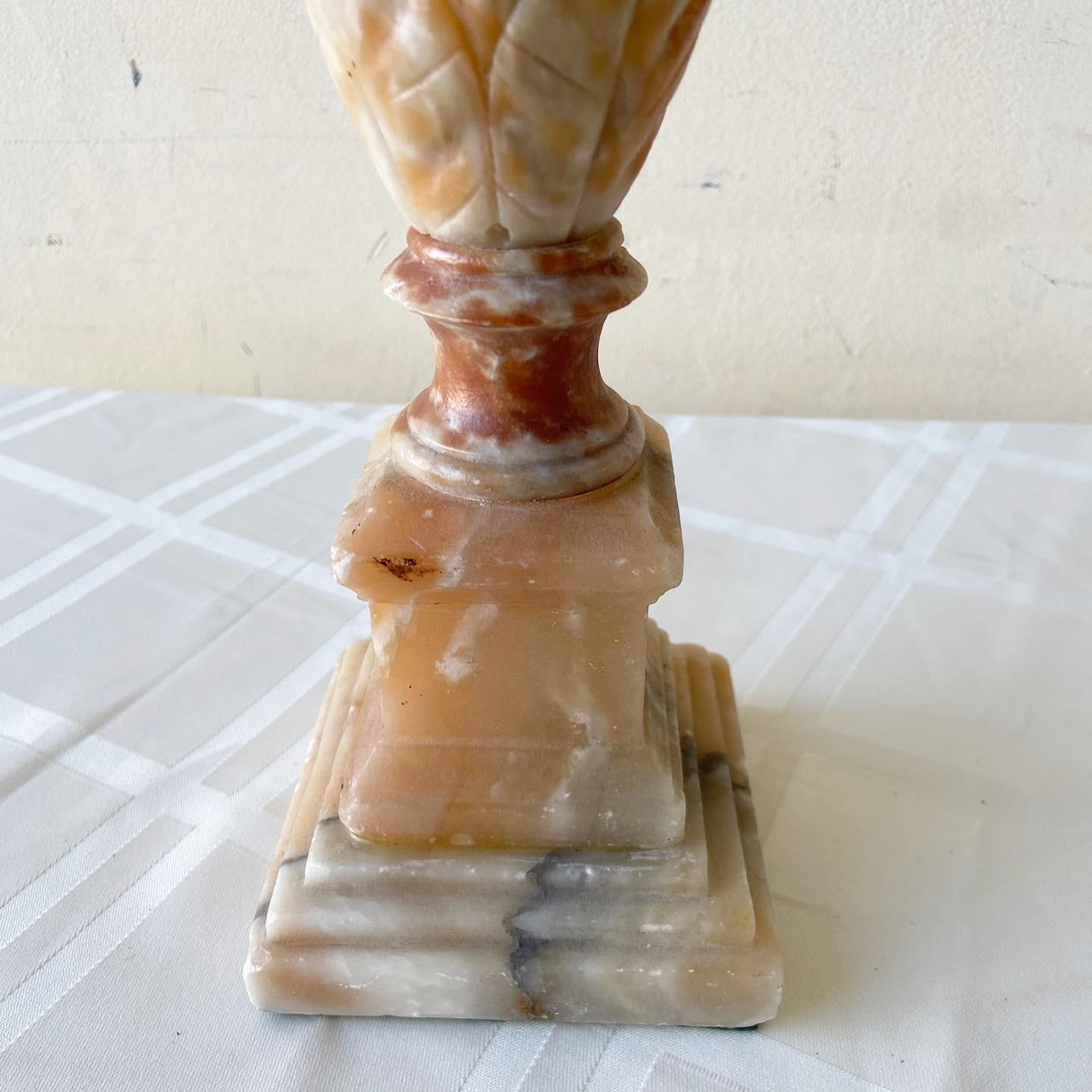 Vintage Brown Marble Hand Carved Table Lamp 1