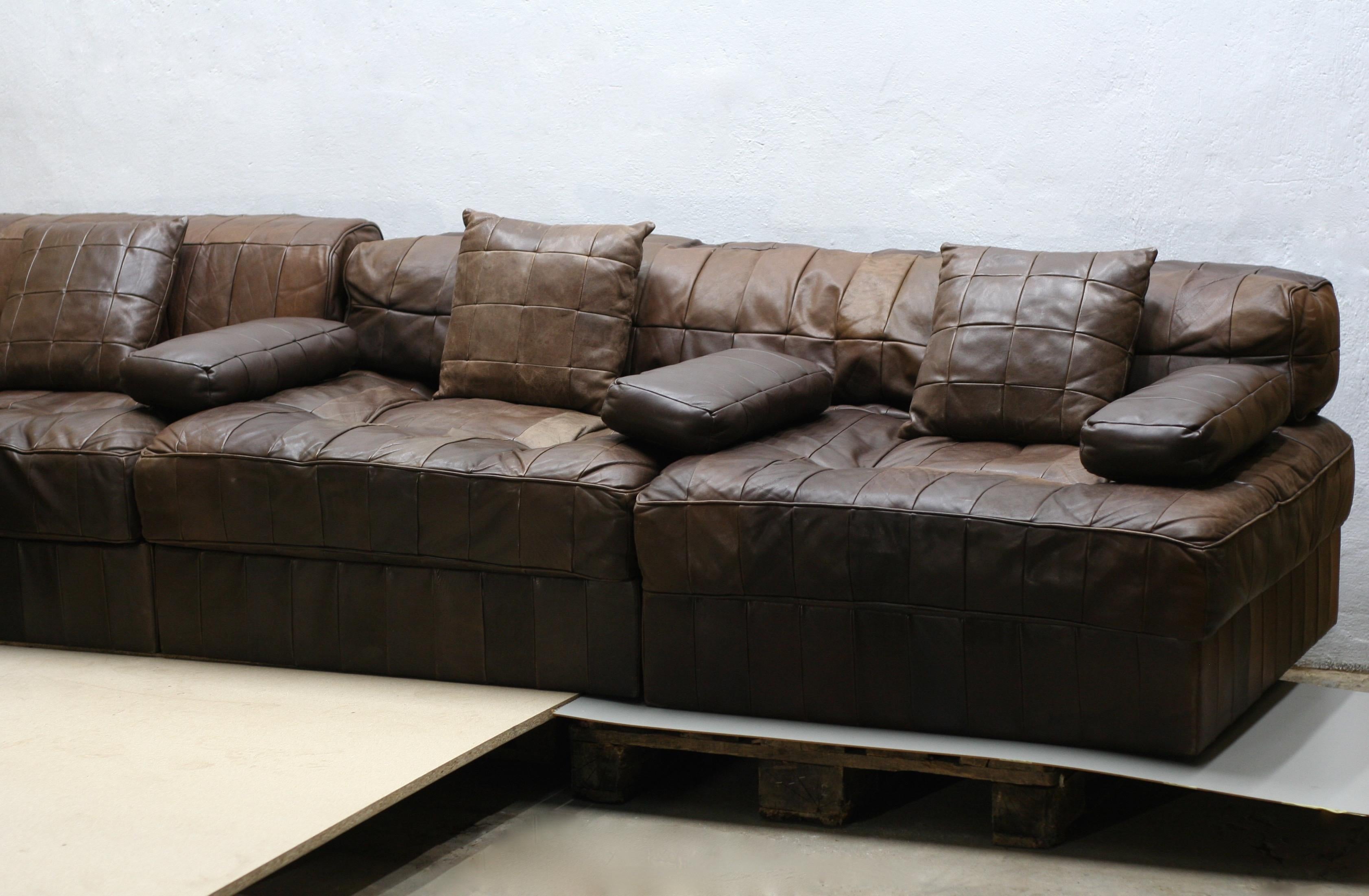 Vintage Brown Modular Patchwork Leather Sofa DS88, De Sede, 1970s, Switzerland In Good Condition For Sale In Riga, Latvia