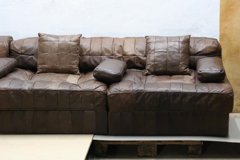 Vintage Brown Modular Patchwork Leather Sofa Ds88 De Sede 1970s Switzerland Vintage Brown Modular Patchwork Leather Sofa Ds88 De Sede 1970s Switzerland