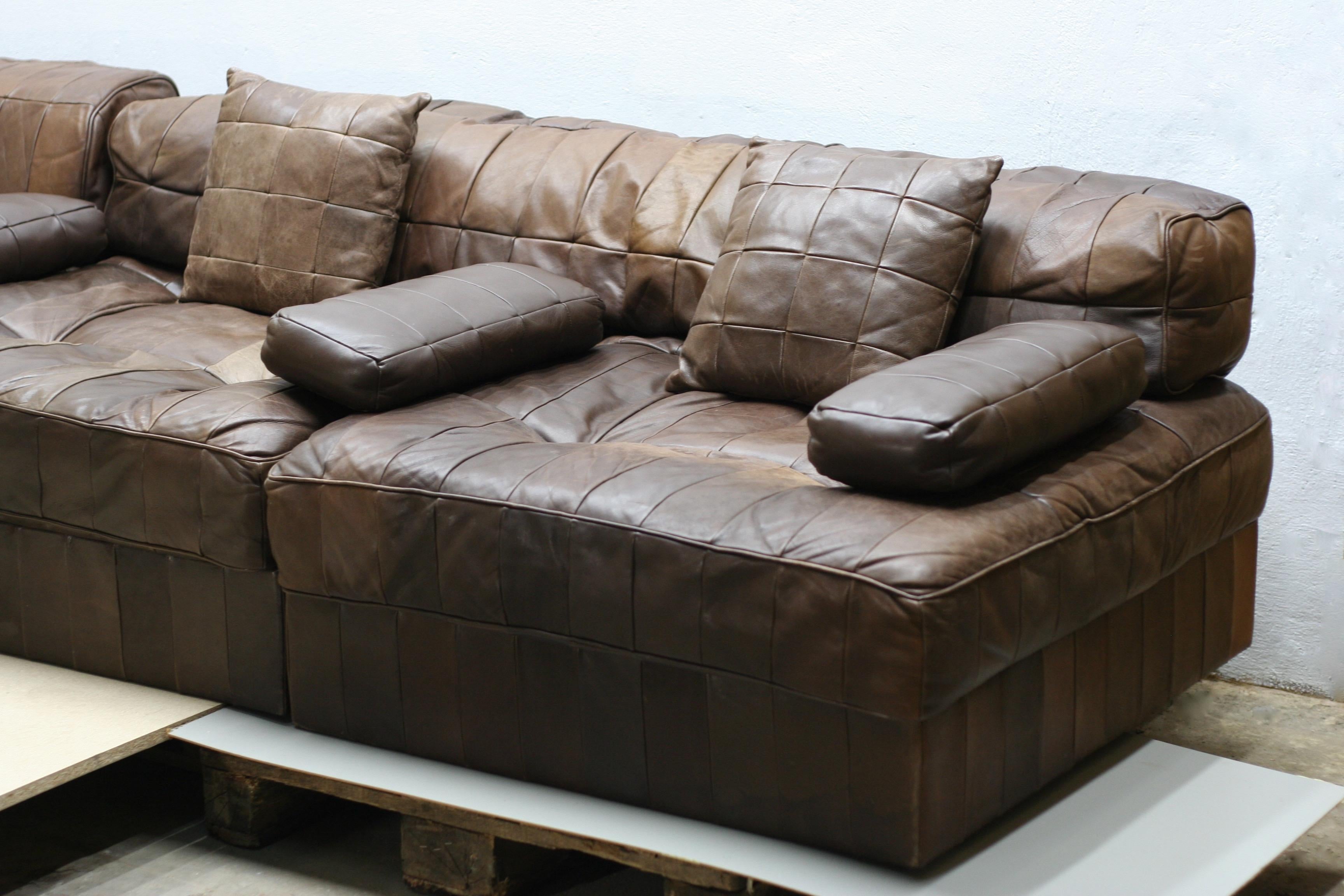 Vintage Brown Modular Patchwork Leather Sofa DS88, De Sede, 1970s, Switzerland For Sale 1