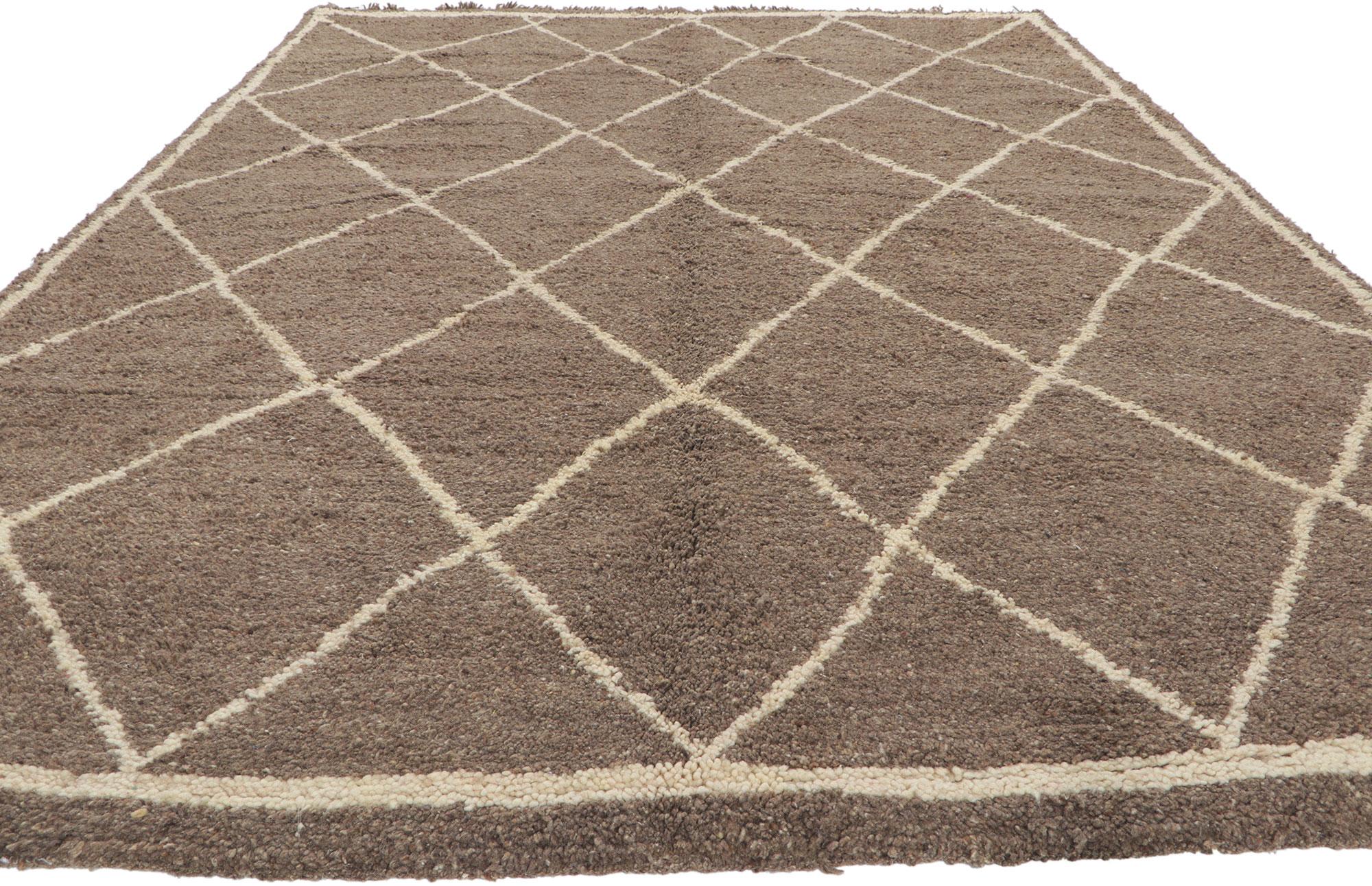 Mid-Century Modern Vintage Brown Moroccan Beni Ourain Rug For Sale