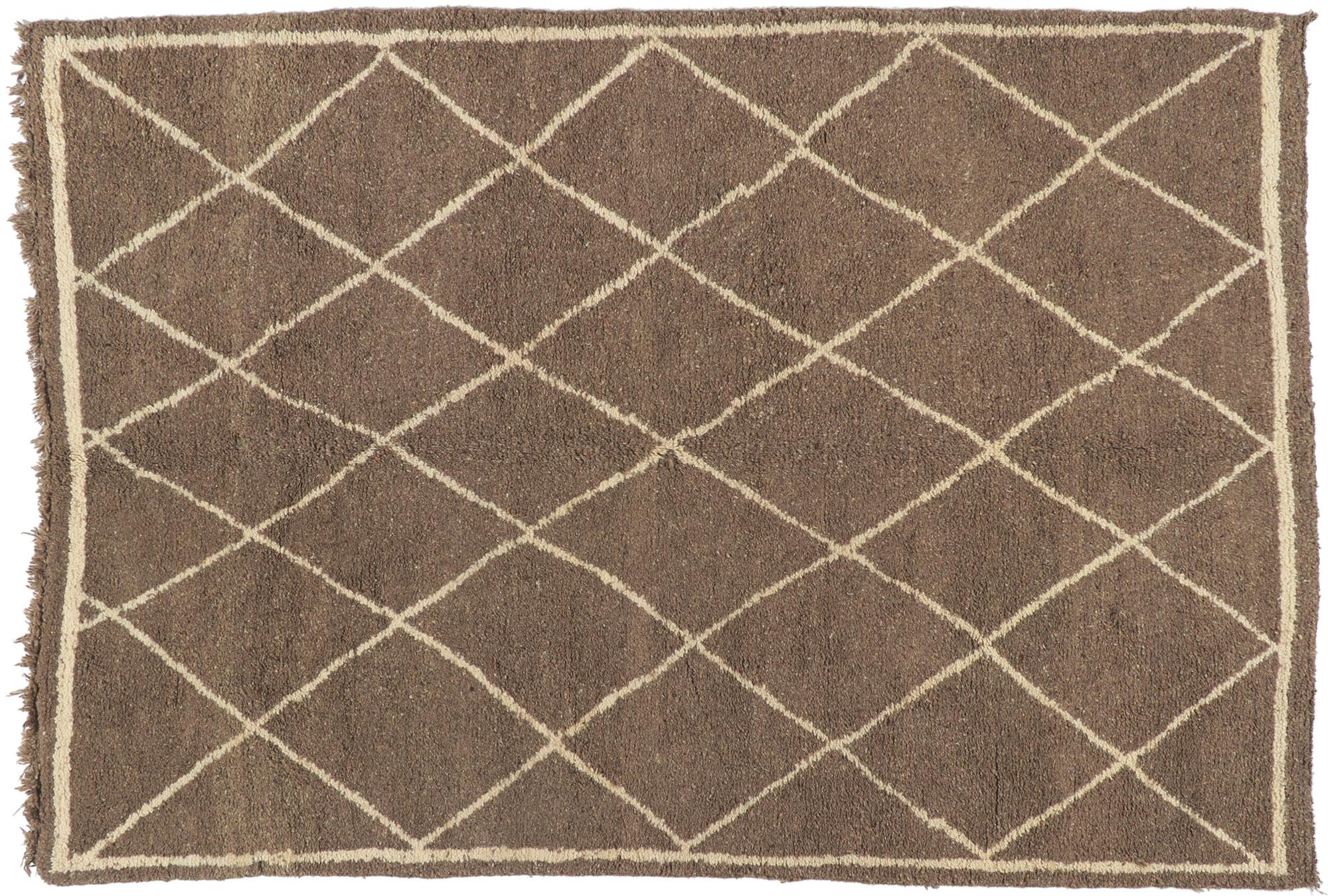 Alfombra marroquí vintage marrón Beni Ourain Lana en venta