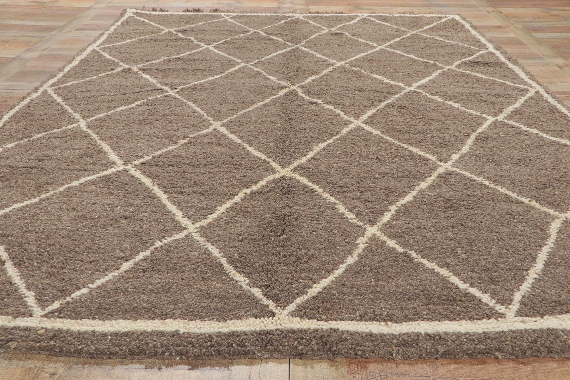 Alfombra marroquí vintage marrón Beni Ourain en venta 1