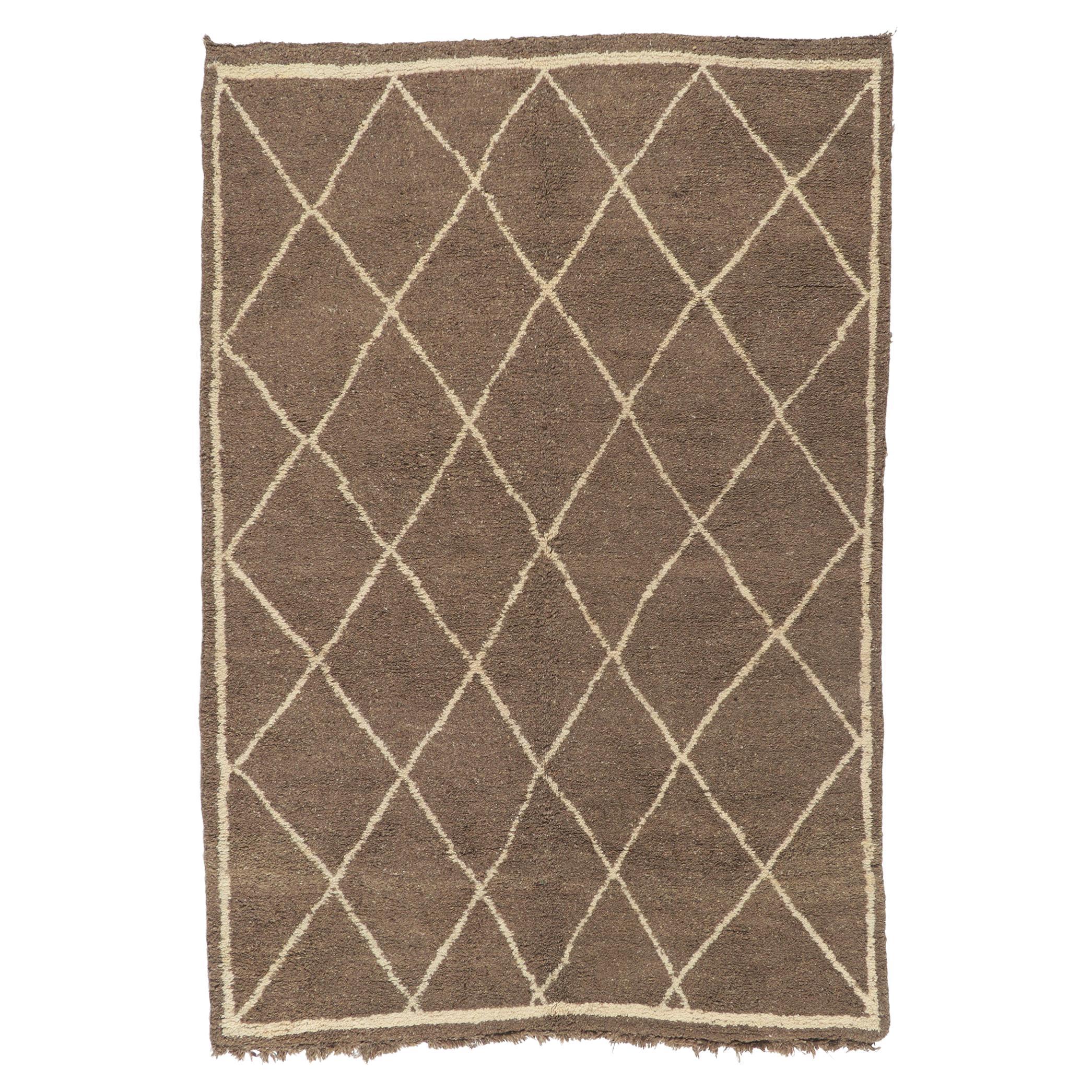Vintage Brown Moroccan Beni Ourain Rug For Sale