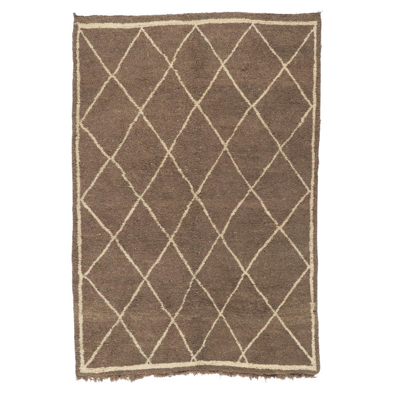 Vintage Brown Moroccan Beni Ourain Rug For Sale at 1stDibs