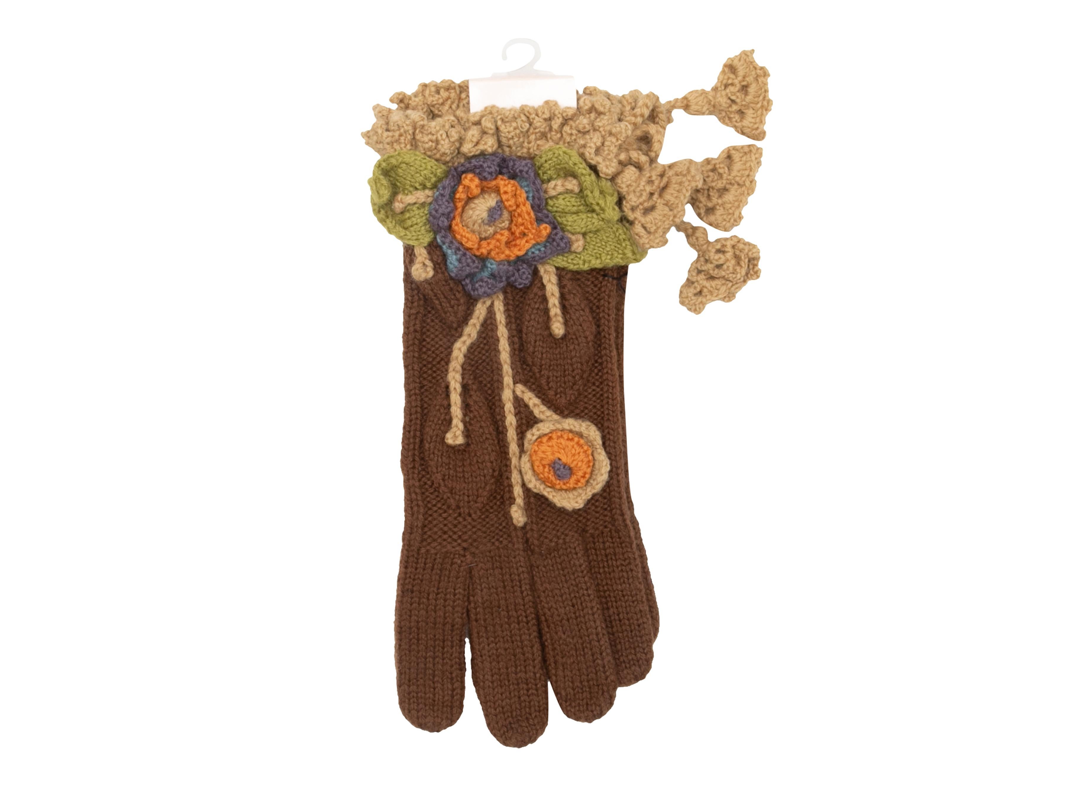 Vintage Brown & Multicolor Vivienne Westwood Fall/Winter 1994 Gloves Size US S/M In Good Condition For Sale In New York, NY