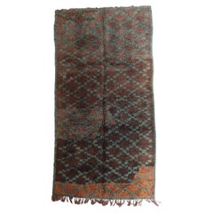 Tappeto Vintage Marrone Neutro Marocchino Beni M'Guild Runner con disegno Criss Cross