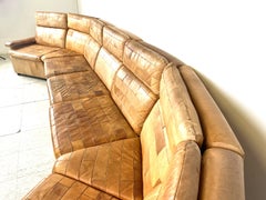 Vintage brown patchwork leather modular sofa, 1970s