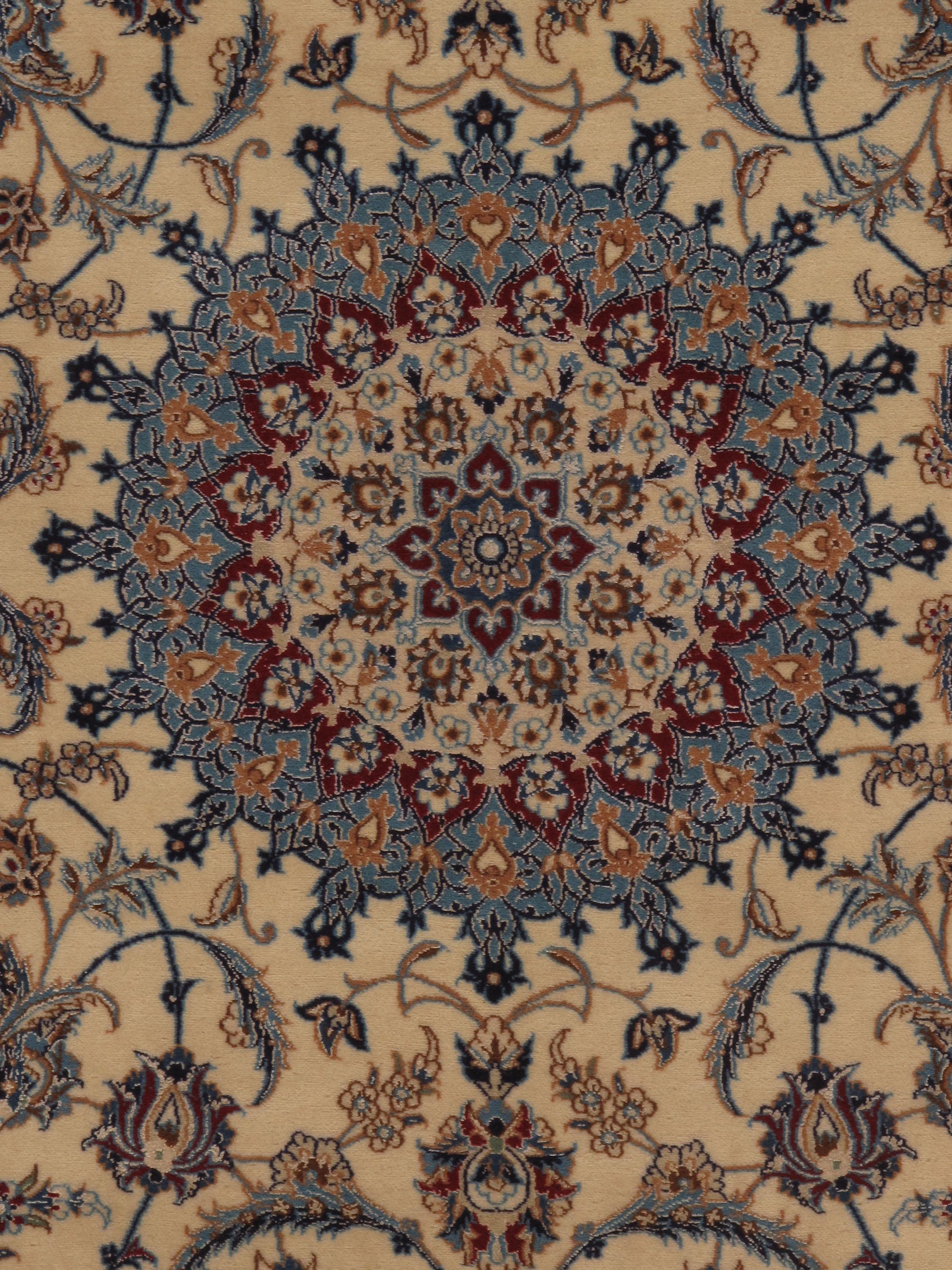 Vintage Brown Persisch Wolle & Seide Nain Teppich 4' x 6' (Handgeknüpft) im Angebot