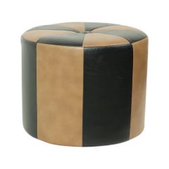 Pouf marrone vintage bicolore in ecopelle Skai anni '60