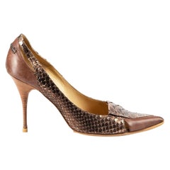 Vintage Brown Python Metallic Point Heels Size IT 38