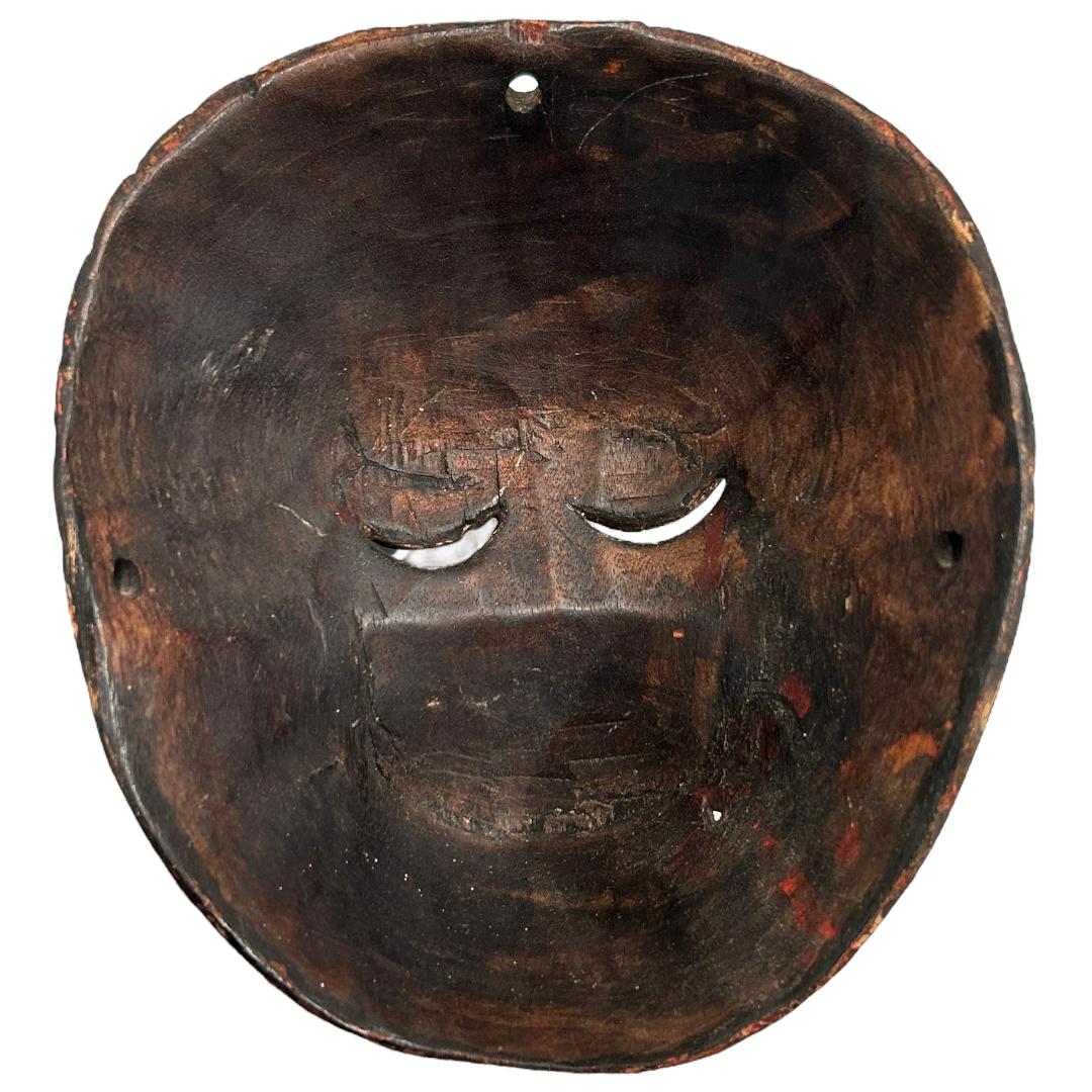 Wood Vintage Brown/Red Bali Topeng Dance Mask Indonesia Hand Carved Balinese Artists For Sale
