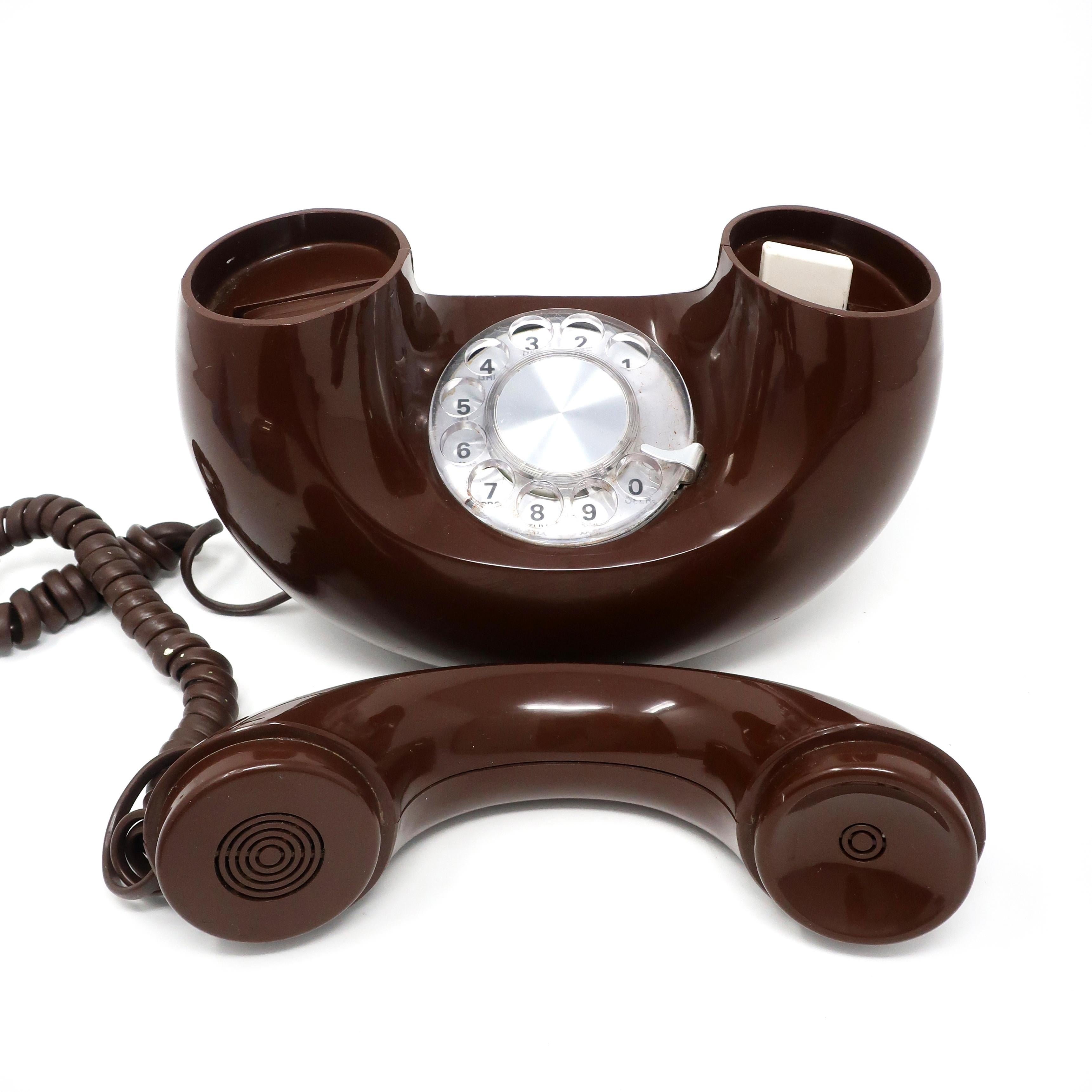 Mid-Century Modern Vintage Brown Sculptura Donut Telephone