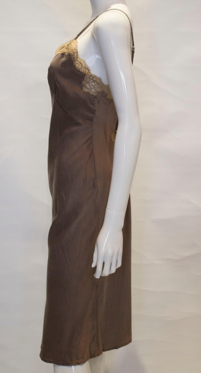 Vintage Brown Silk Slip /Dress with Lace Detail at 1stDibs brown lace