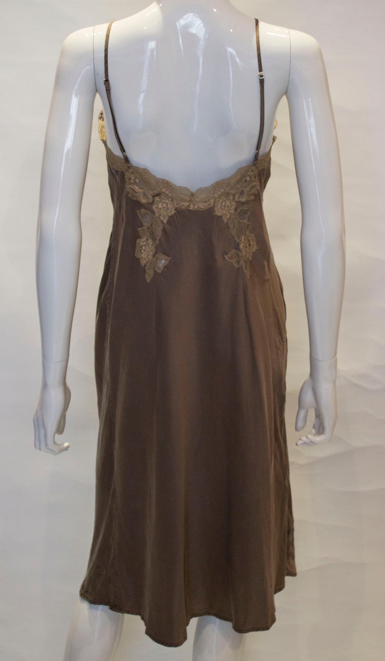 Vintage Brown Silk Slip /Dress with Lace Detail at 1stDibs brown lace