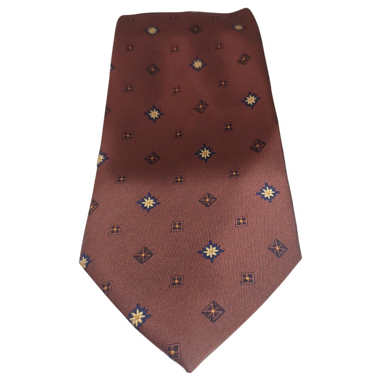 Vintage brown silk tie For Sale at 1stDibs