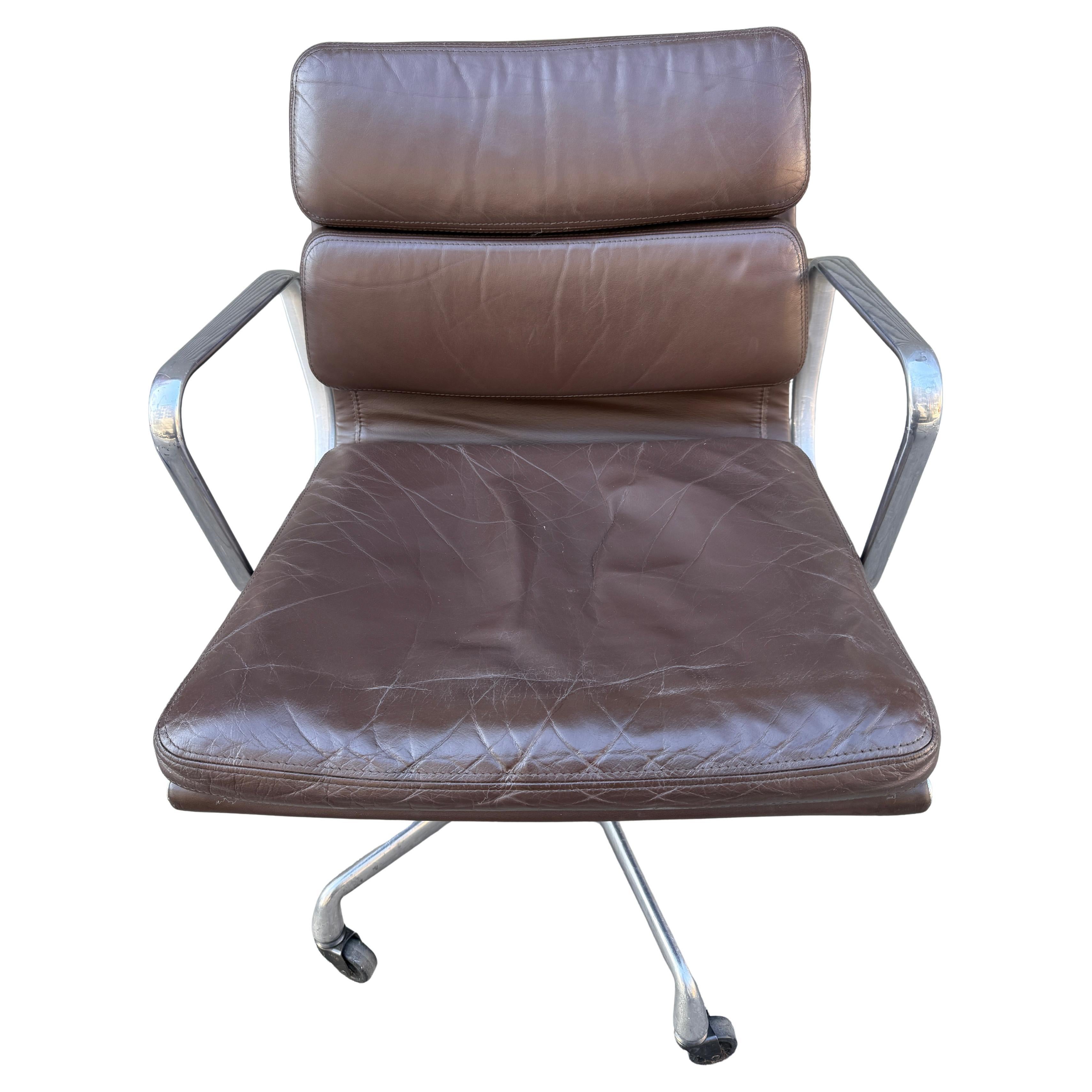 American Vintage  Brown Soft Pad Chair by Eames for Herman Miller
