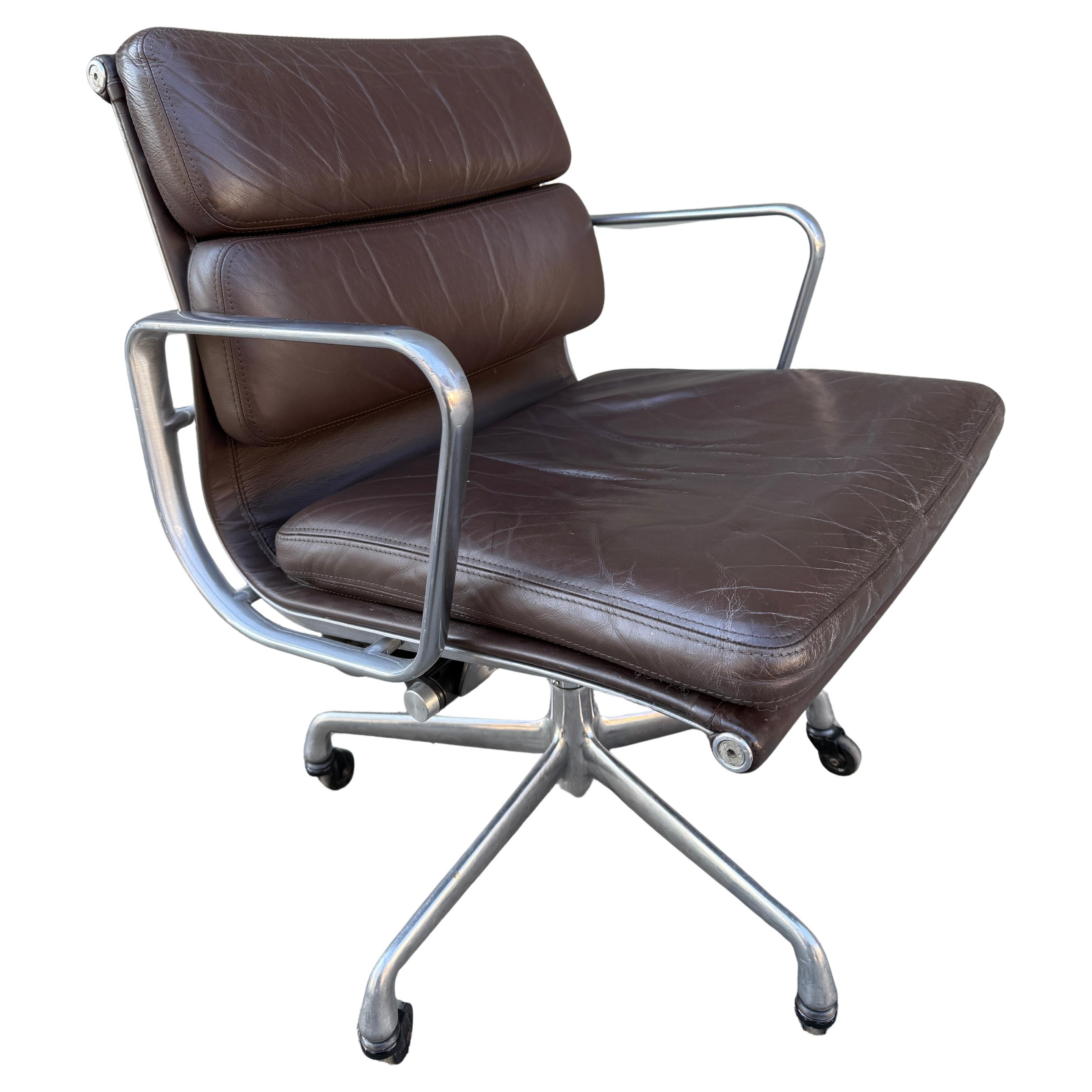 American Vintage  Brown Soft Pad Chair by Eames for Herman Miller