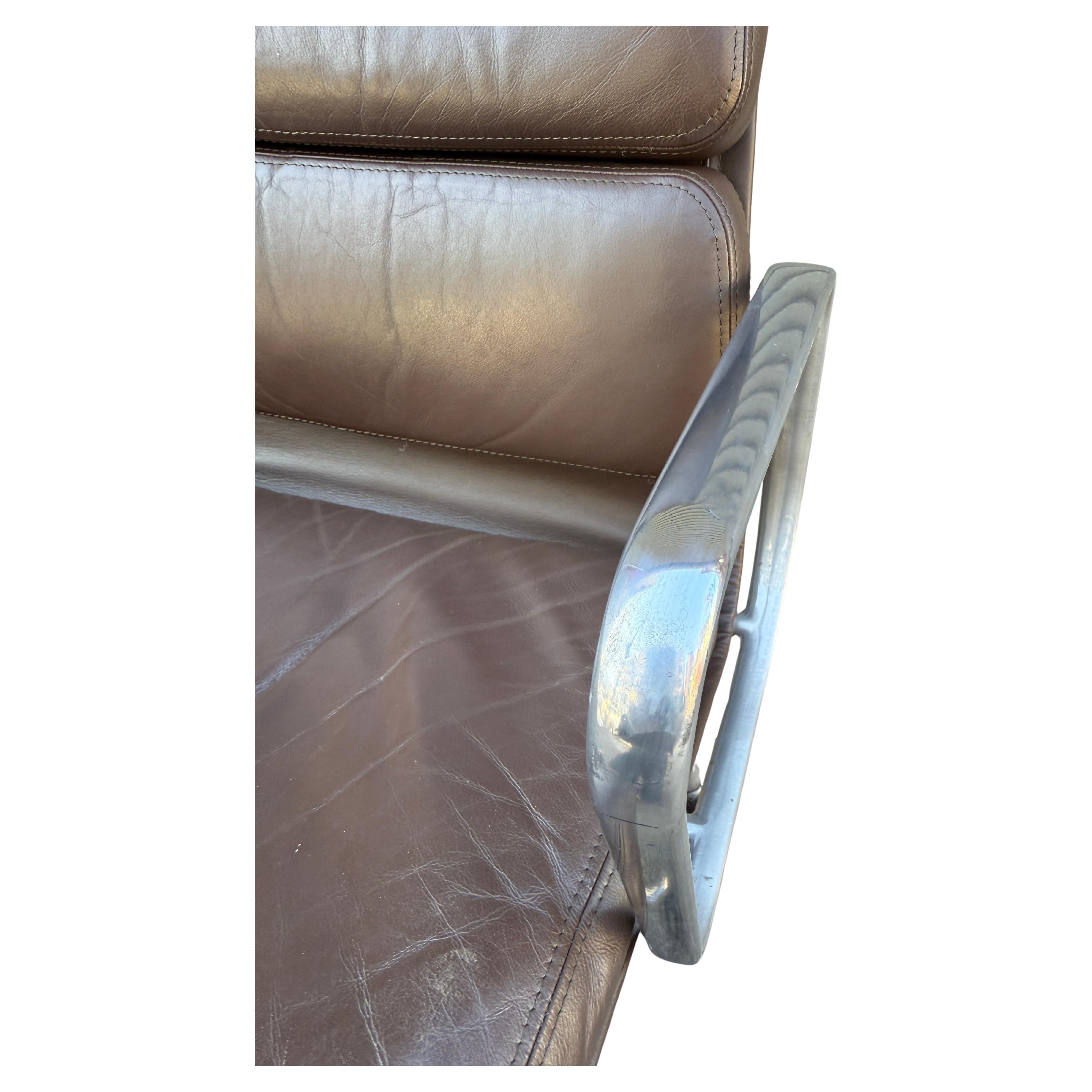 Aluminum Vintage  Brown Soft Pad Chair by Eames for Herman Miller