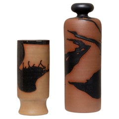 Caraffa e tazza in gres marrone vintage di Tristan Drechsler, MCM anni '70