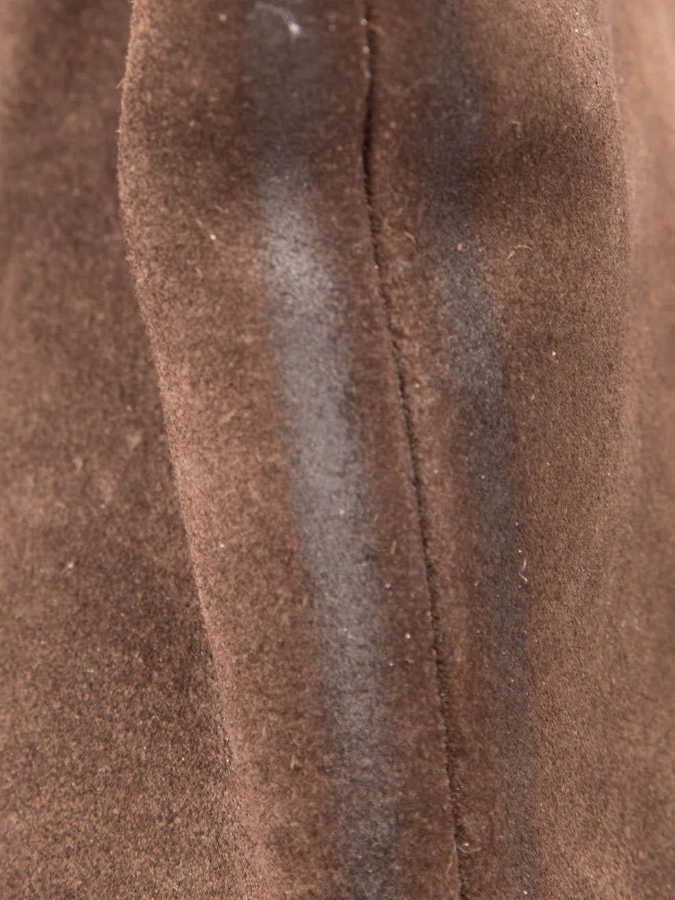 Vintage Brown Wildleder Shearling Futter Lange Stiefel Größe IT 37 im Angebot 1