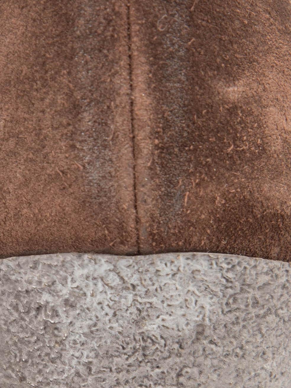 Vintage Brown Wildleder Shearling Futter Lange Stiefel Größe IT 37 im Angebot 4