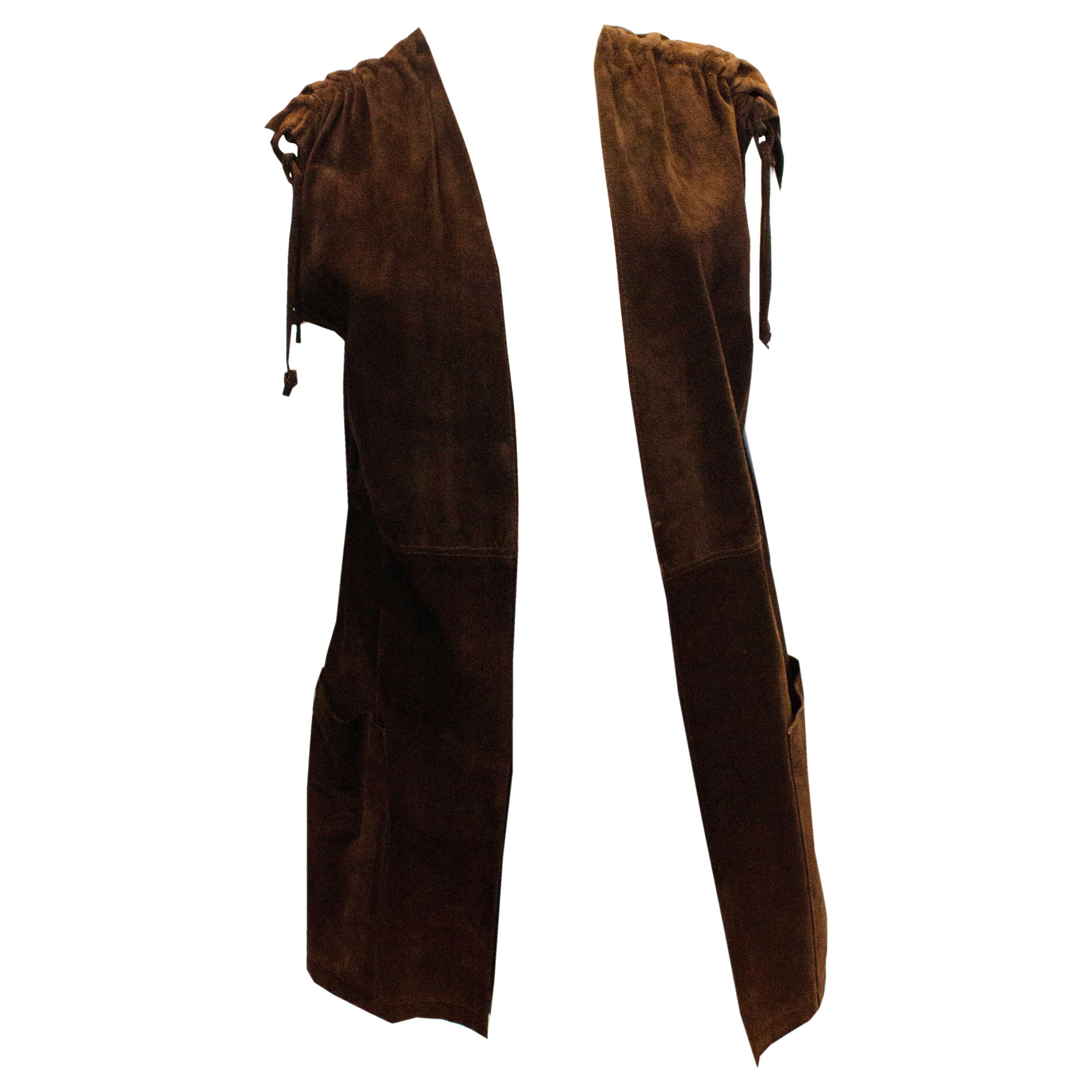 Vintage Brown Suede Waistcoat For Sale