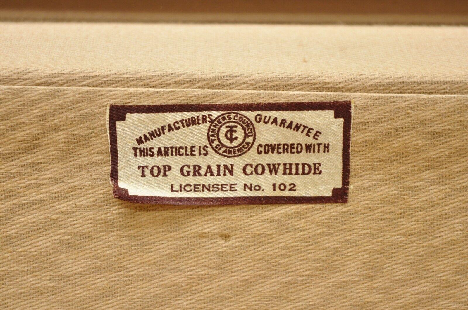 Vintage Brown Tan Top Grain Cowhide Leather Large Hard Suitcase Luggage 4