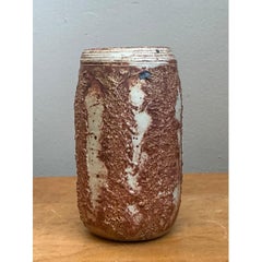 Vintage Brown Textured Studio Pottery Vase