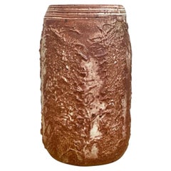 Vintage Brown Textured Studio Pottery Vase